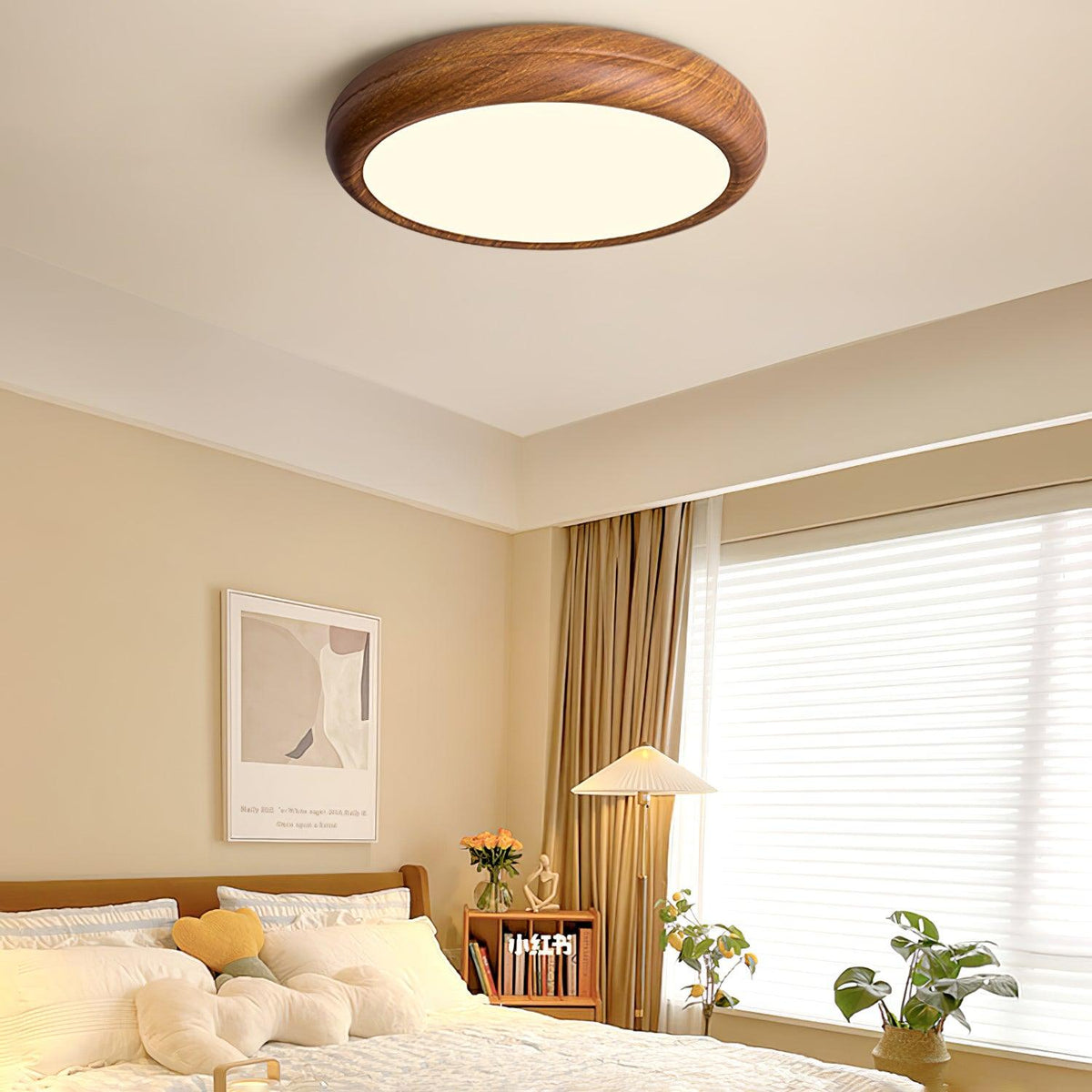 Elda Houten Houtnerf Ronde plafondlamp