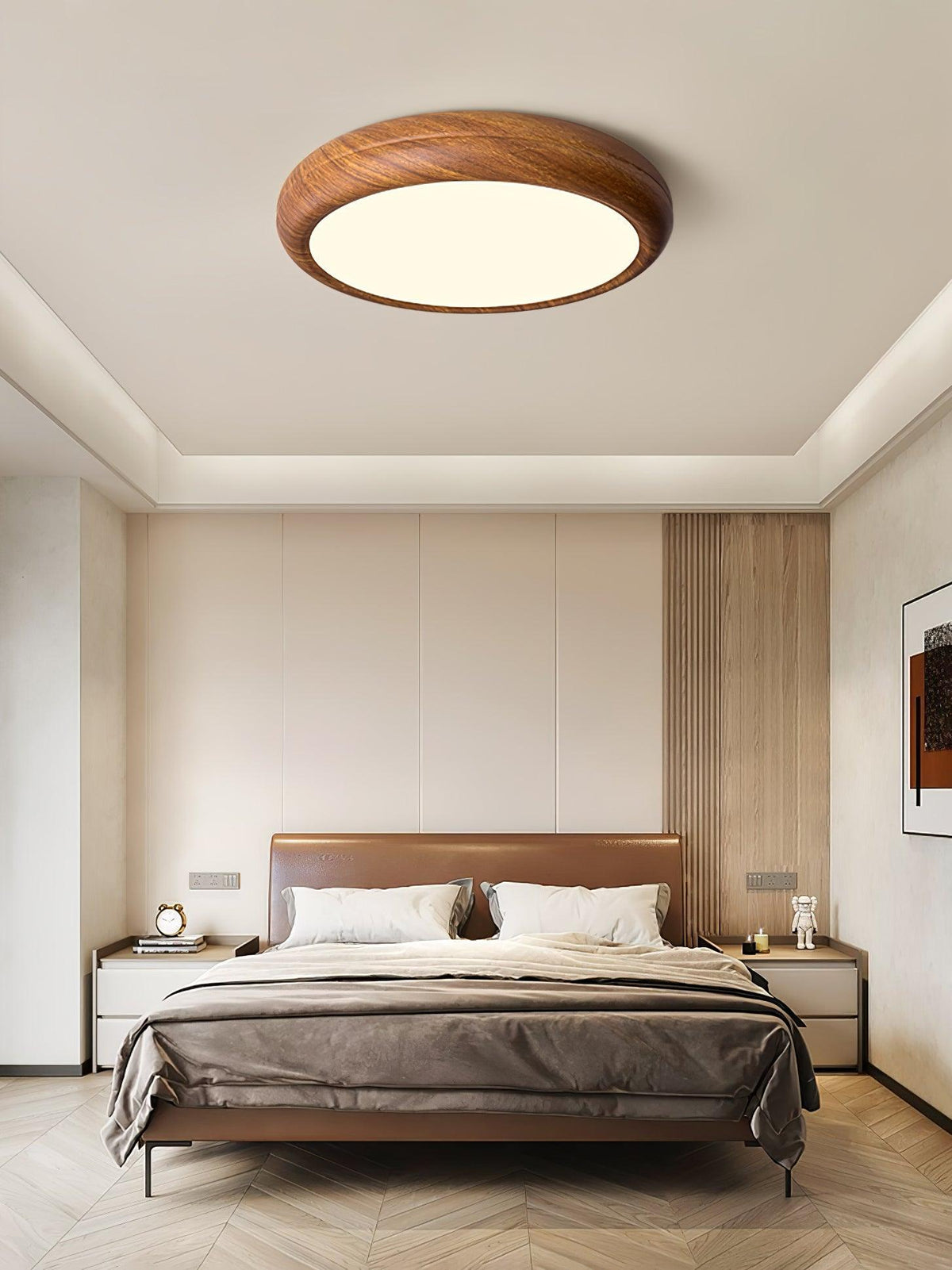 Niralel plafondlamp rond houtnerf acrylaat