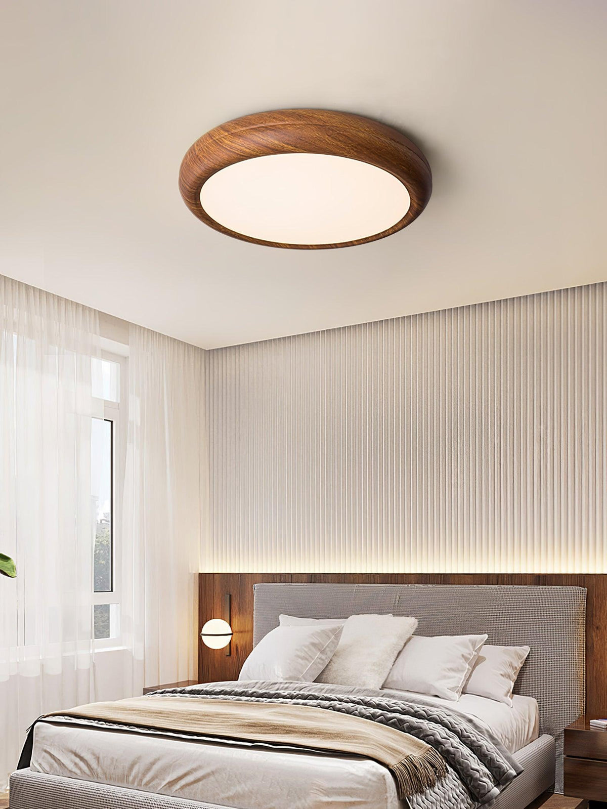 Elda Houten Houtnerf Ronde plafondlamp