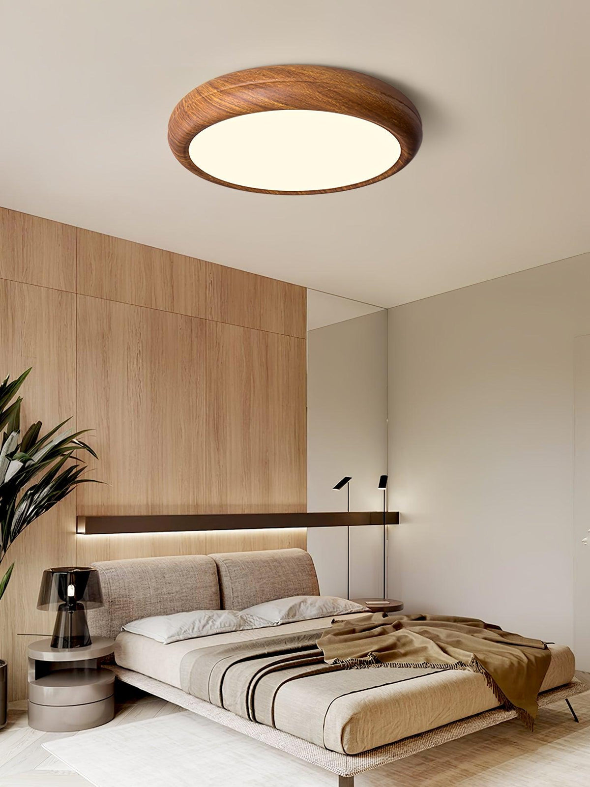 Elda Houten Houtnerf Ronde plafondlamp