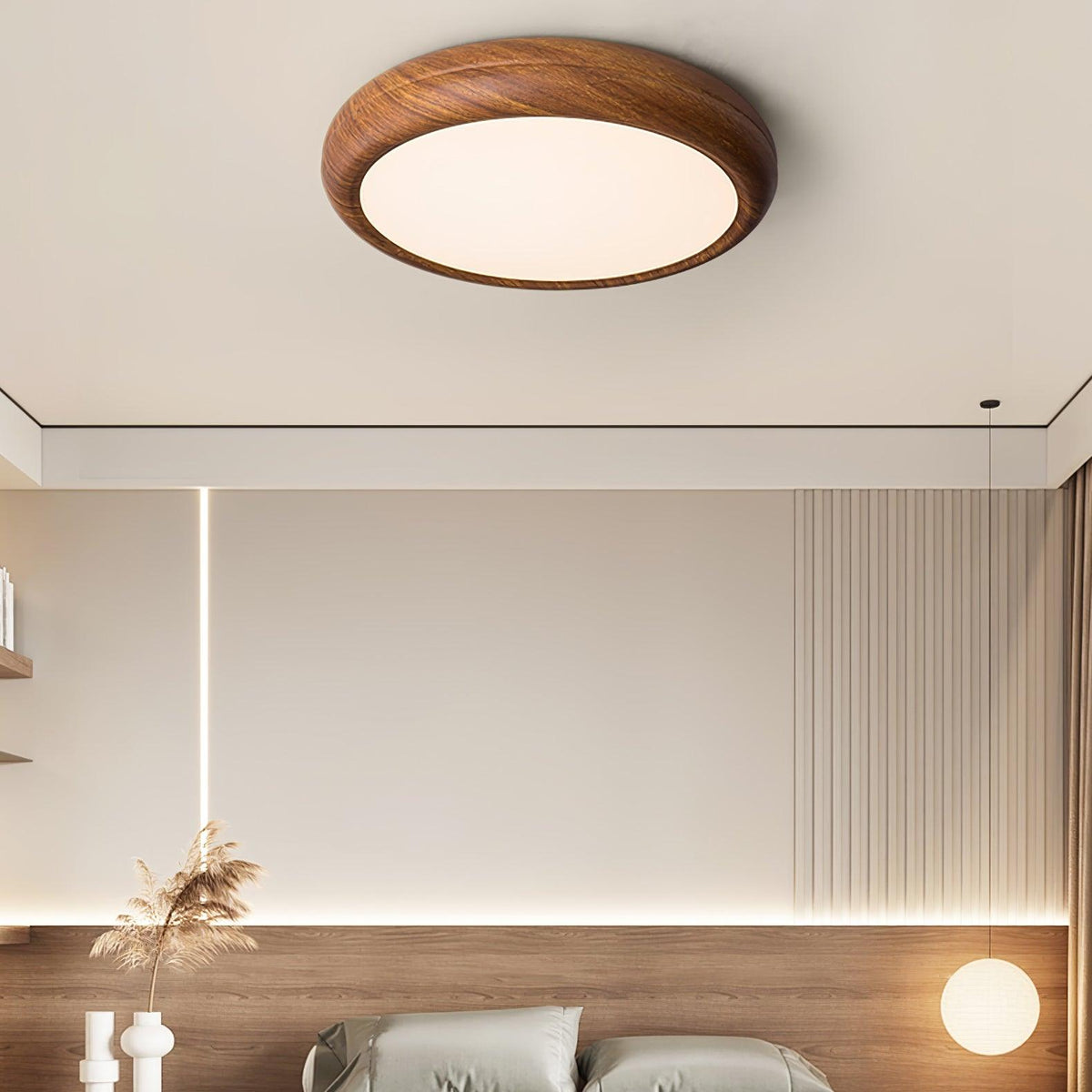 Elda Houten Houtnerf Ronde plafondlamp