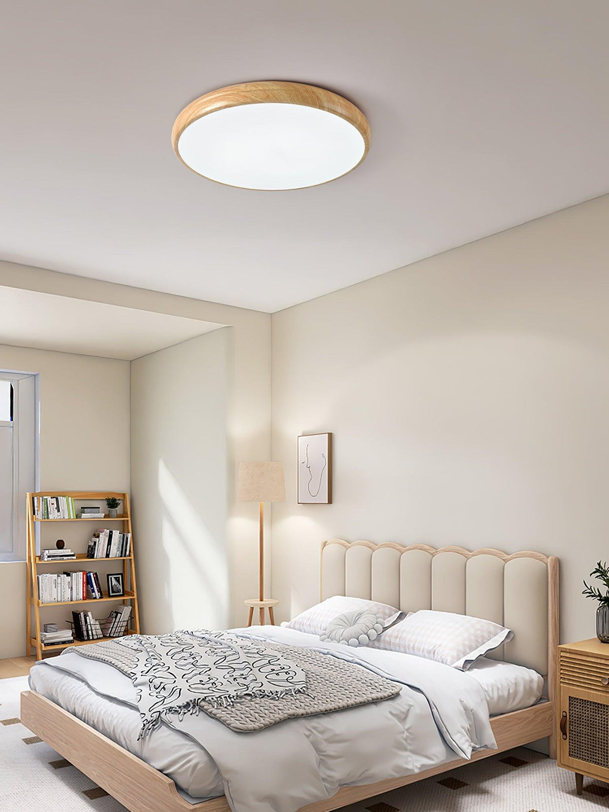 Niralel plafondlamp rond houtnerf acrylaat