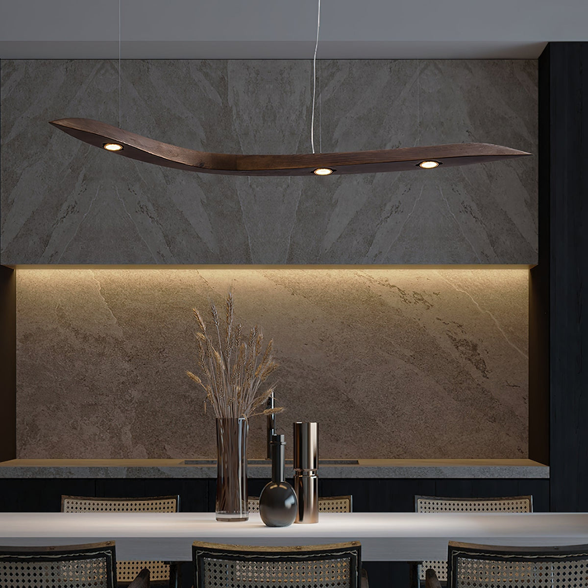 Queral Flow Minimalistische hanglamp van hout