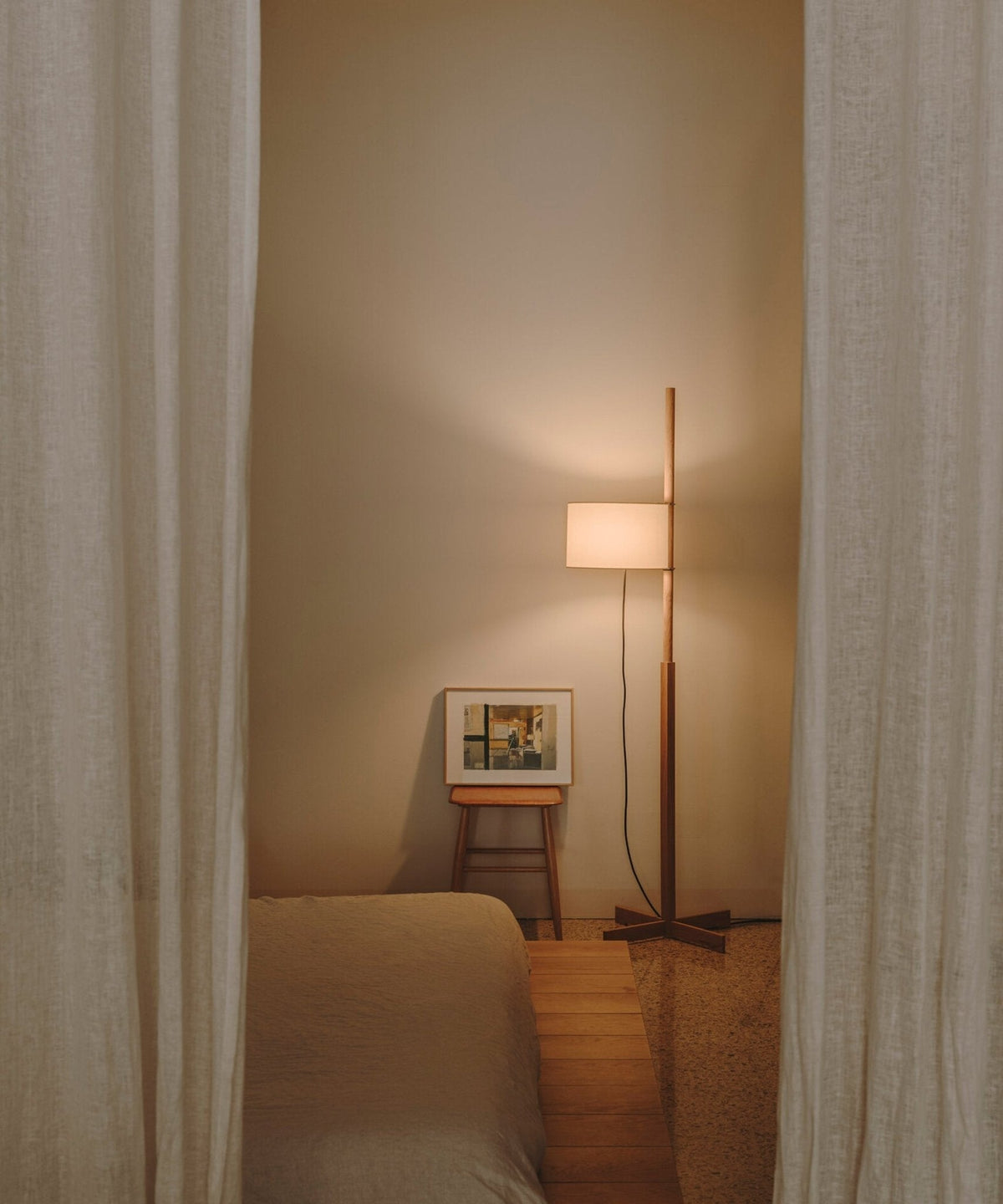 Jex Houten Stoffen vloerlamp