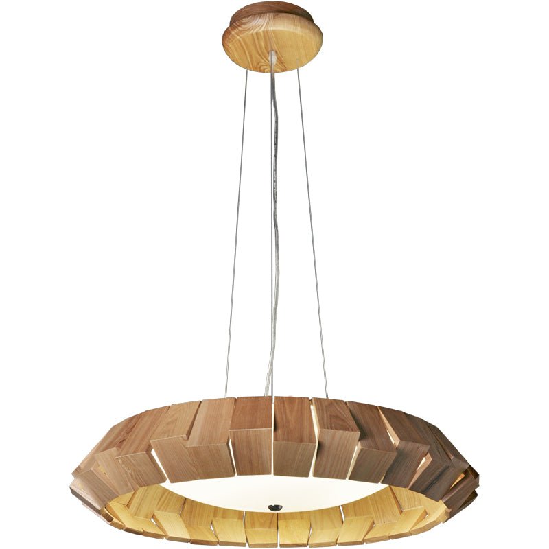 Viresto Kroonluchter met houten patchwork ring