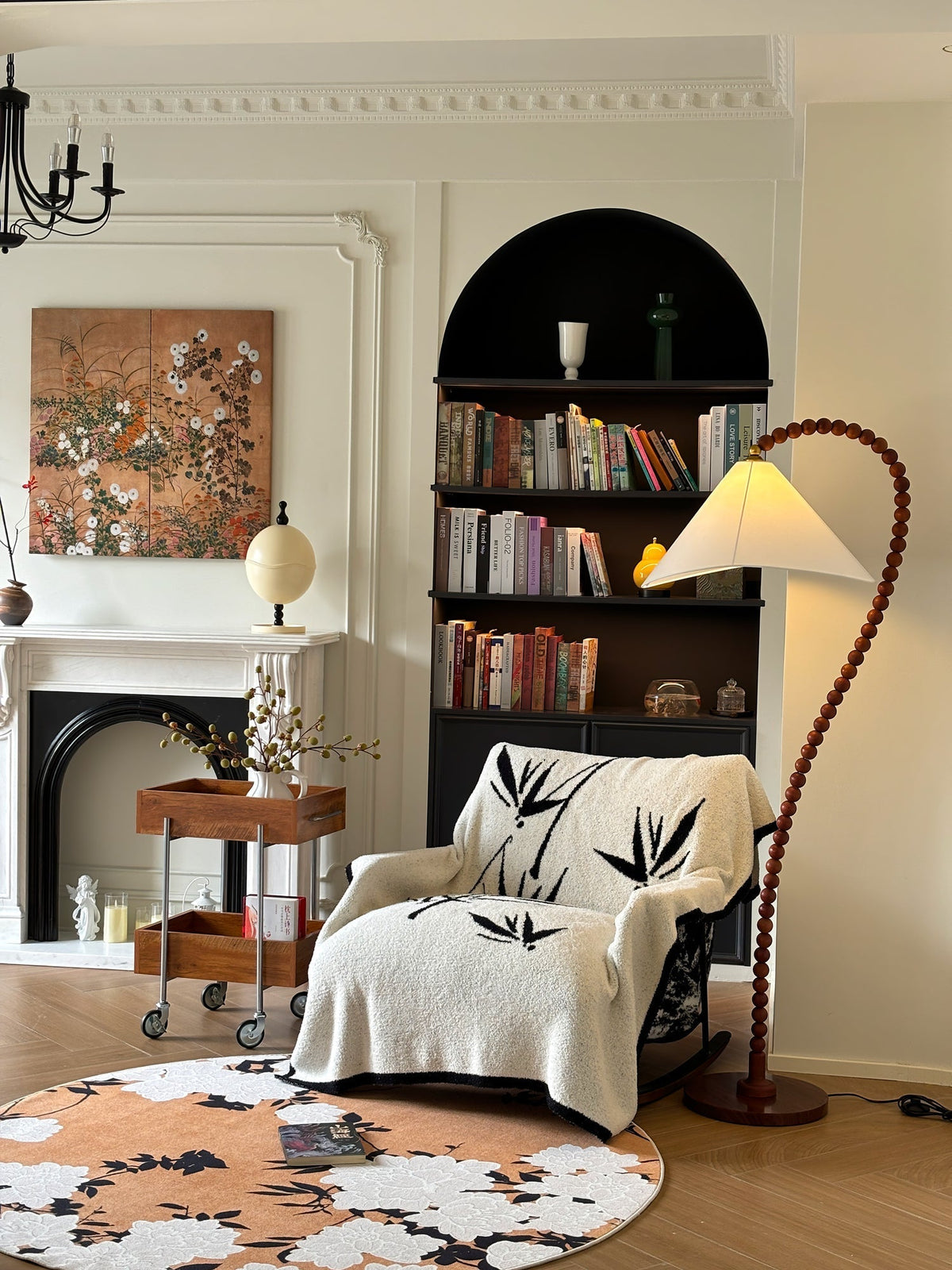 Nadia Moderne vloerlamp van walnoothout