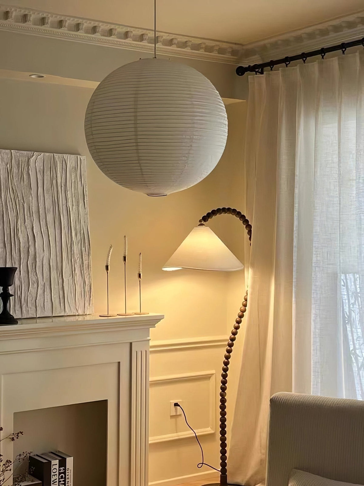 Nadia Moderne vloerlamp van walnoothout