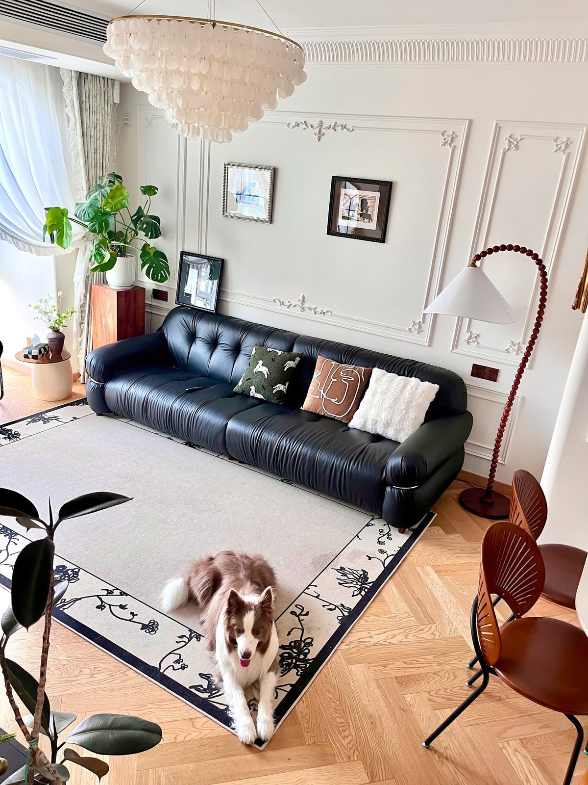 Nadia Moderne vloerlamp van walnoothout