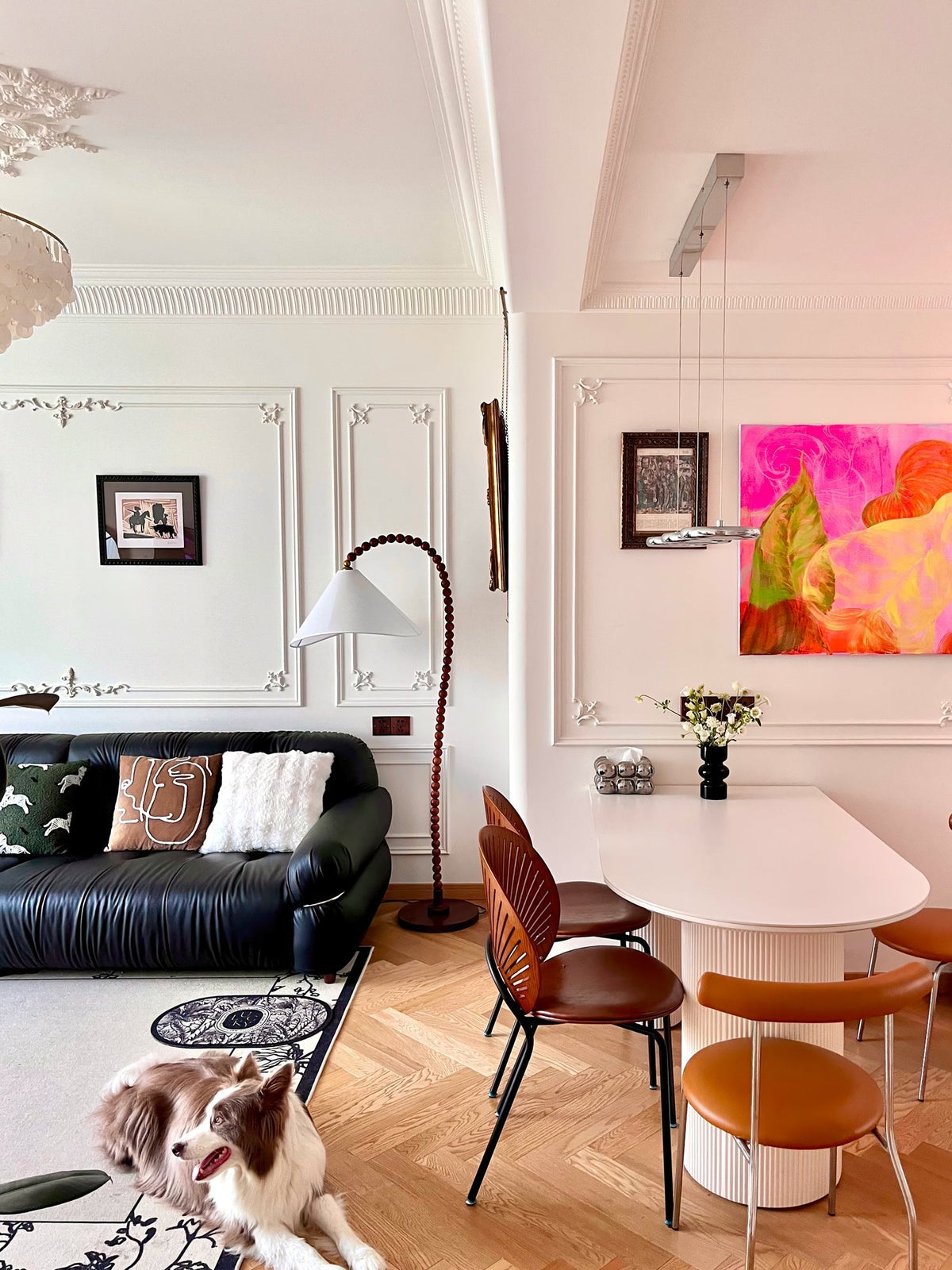 Nadia Moderne vloerlamp van walnoothout