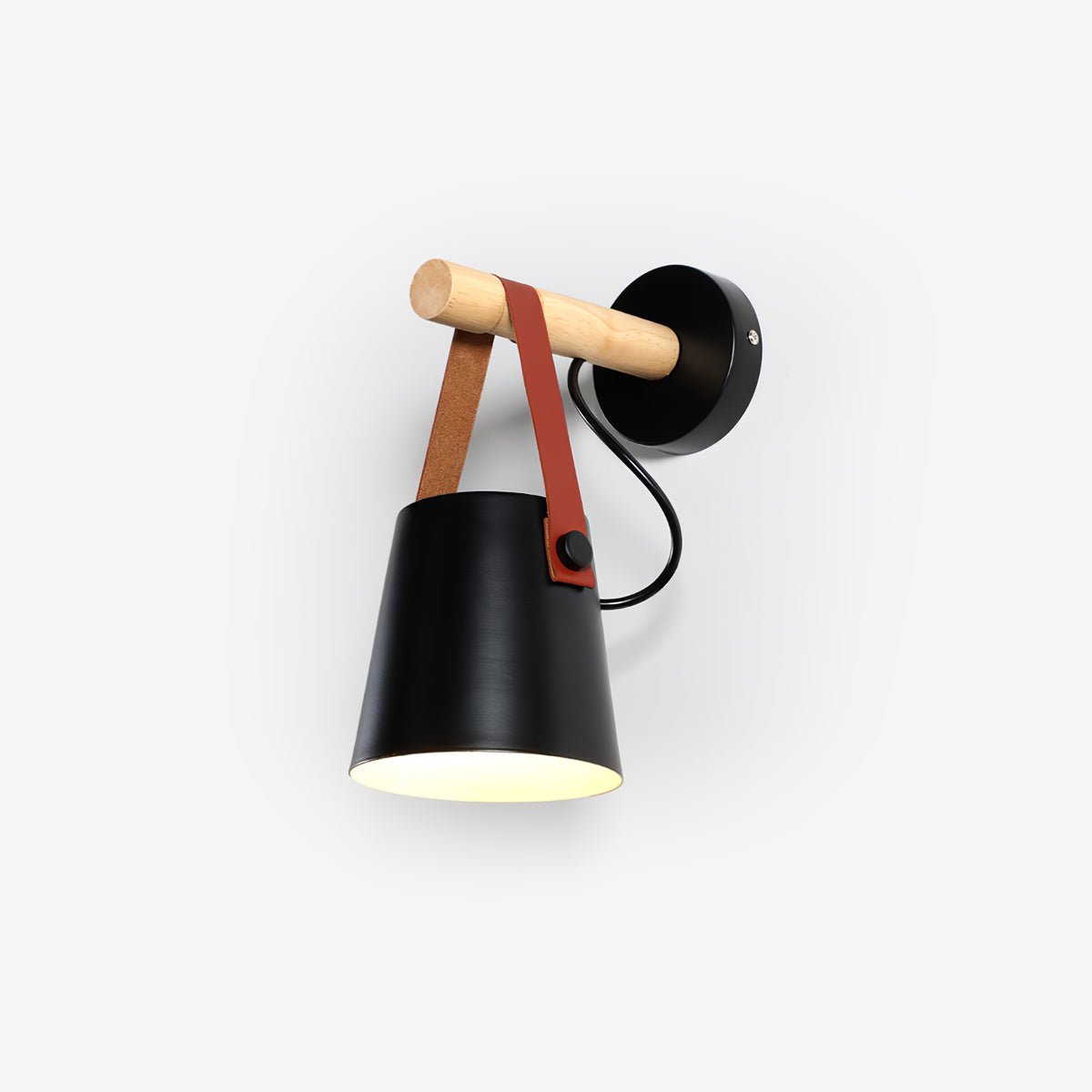 Virixon wandlamp van hout en leer