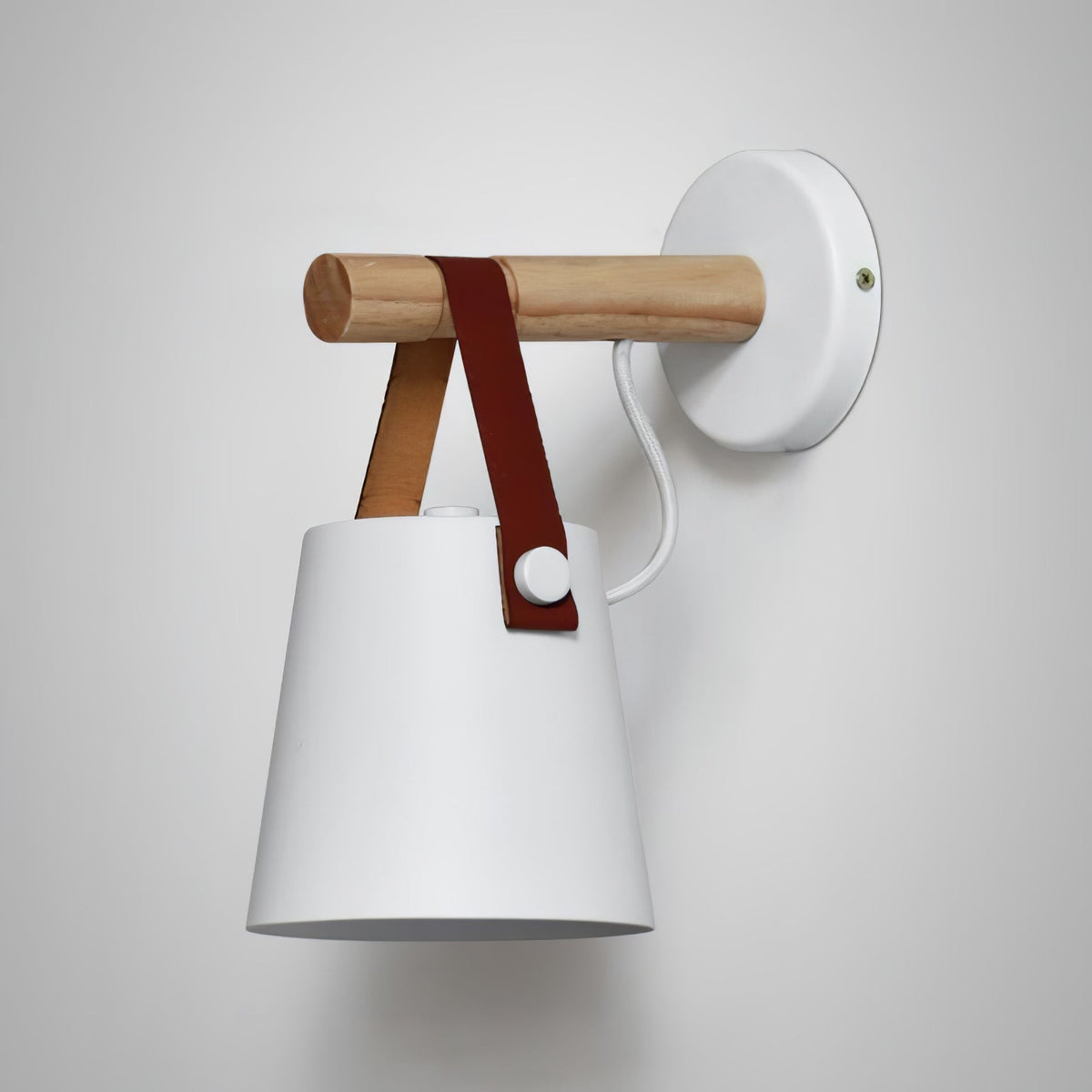 Virixon wandlamp van hout en leer