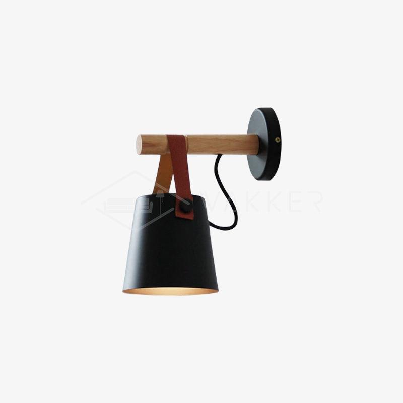 Virixon wandlamp van hout en leer