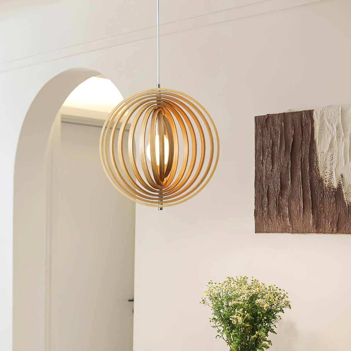 Hanglamp Houten Ringen Sfeer Organisch Minimalistisch