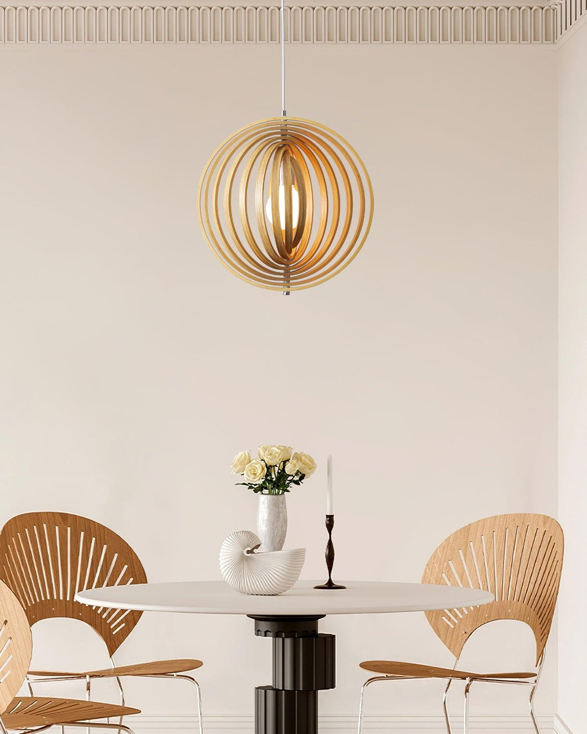 Hanglamp Houten Ringen Sfeer Organisch Minimalistisch