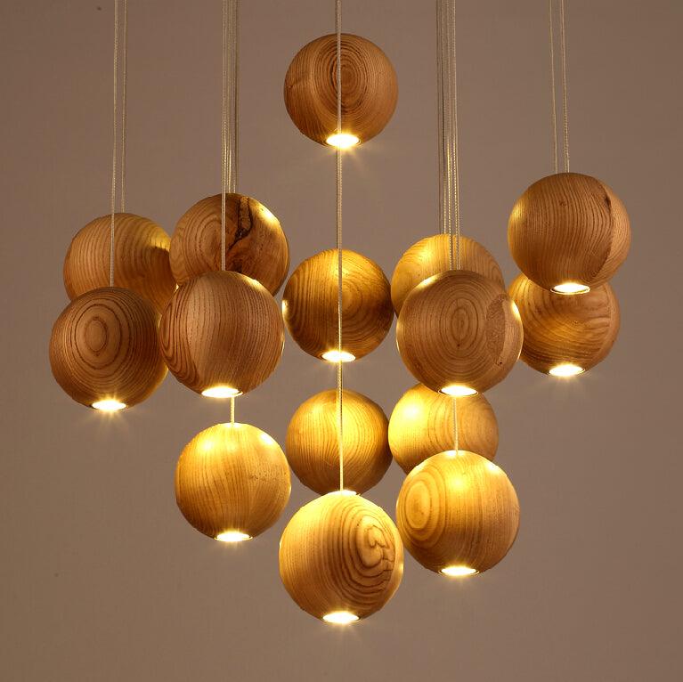Vixor Nordic Orb Sphere Cluster houten hanglamp