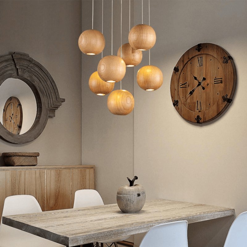 Vixor Nordic Orb Sphere Cluster houten hanglamp