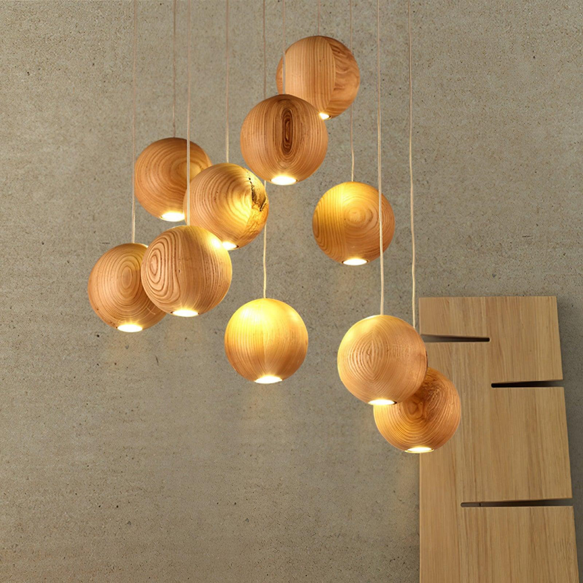 Vixor Nordic Orb Sphere Cluster houten hanglamp