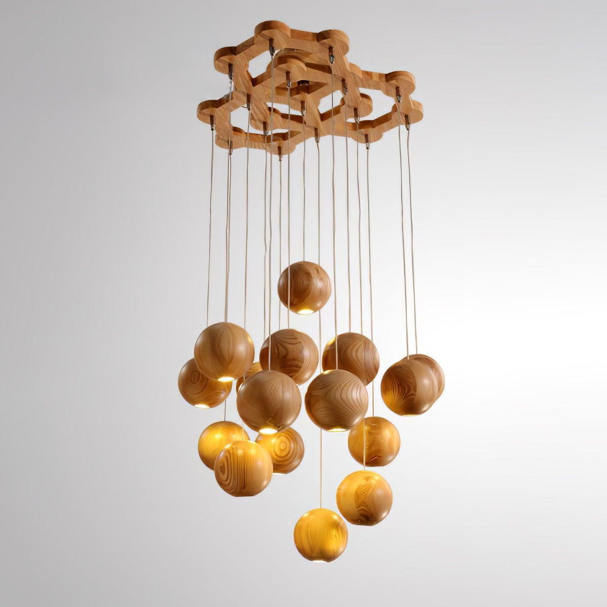 Vixor Nordic Orb Sphere Cluster houten hanglamp