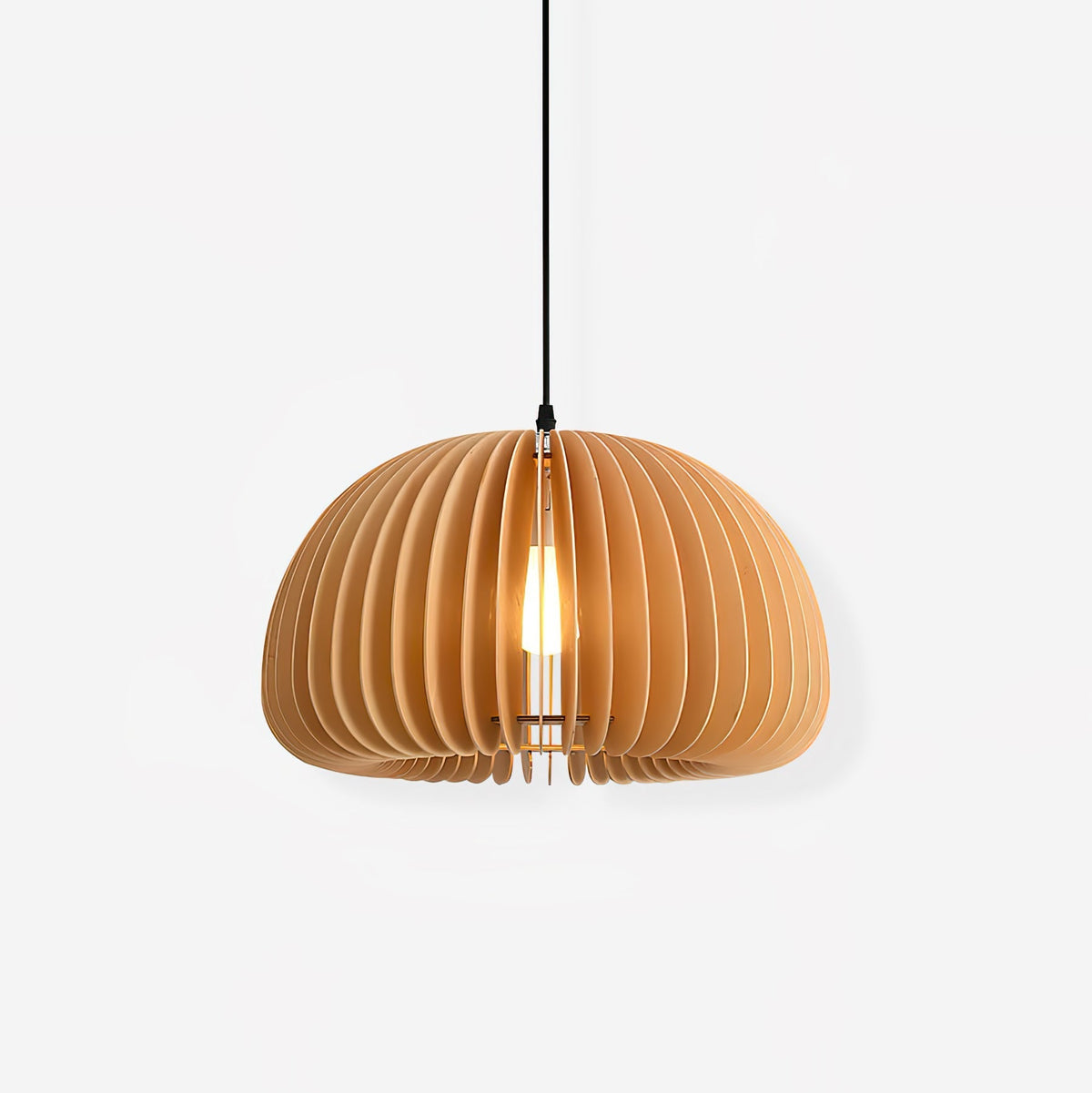 Doren hanglamp hout pompoen koepel noordisch