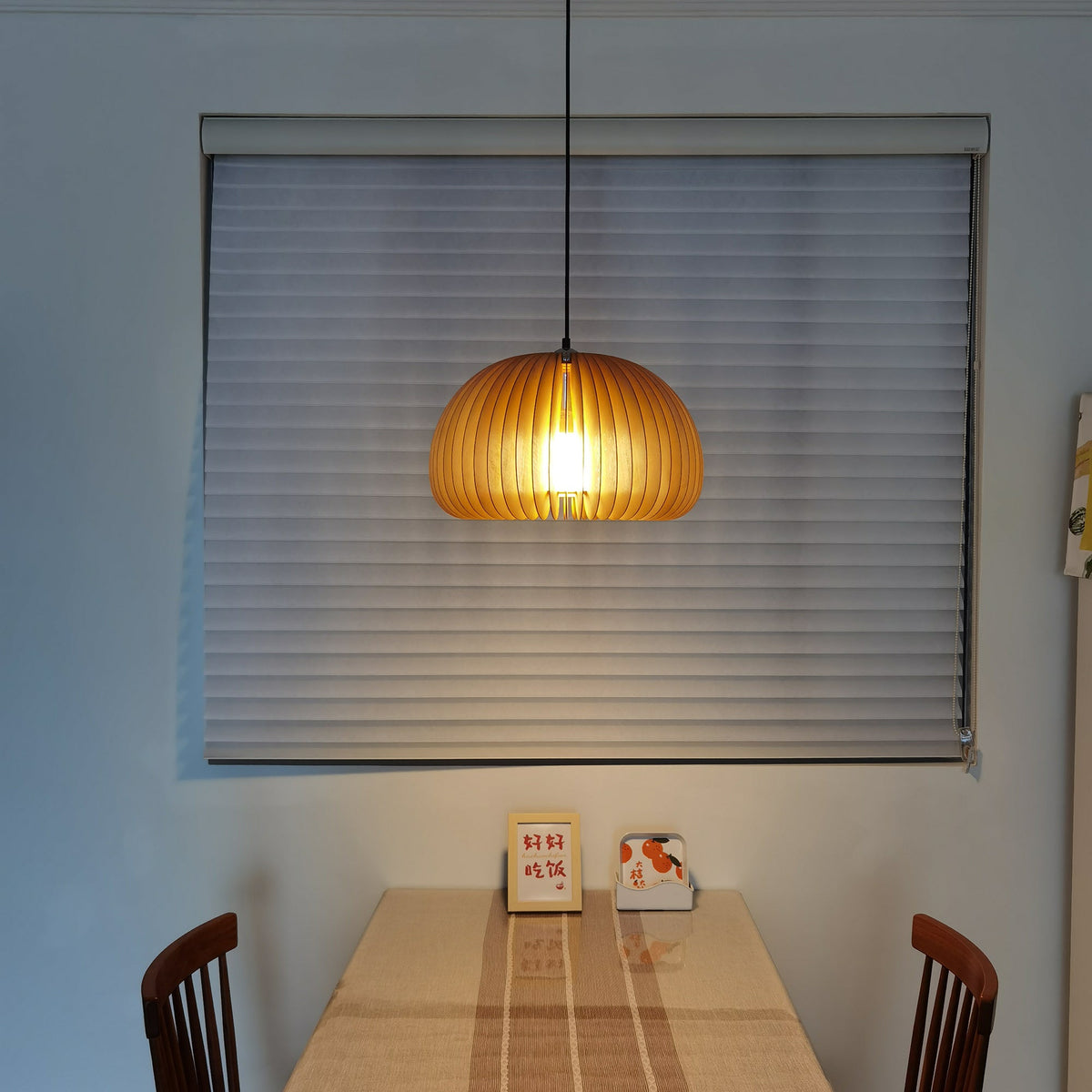 Doren hanglamp hout pompoen koepel noordisch