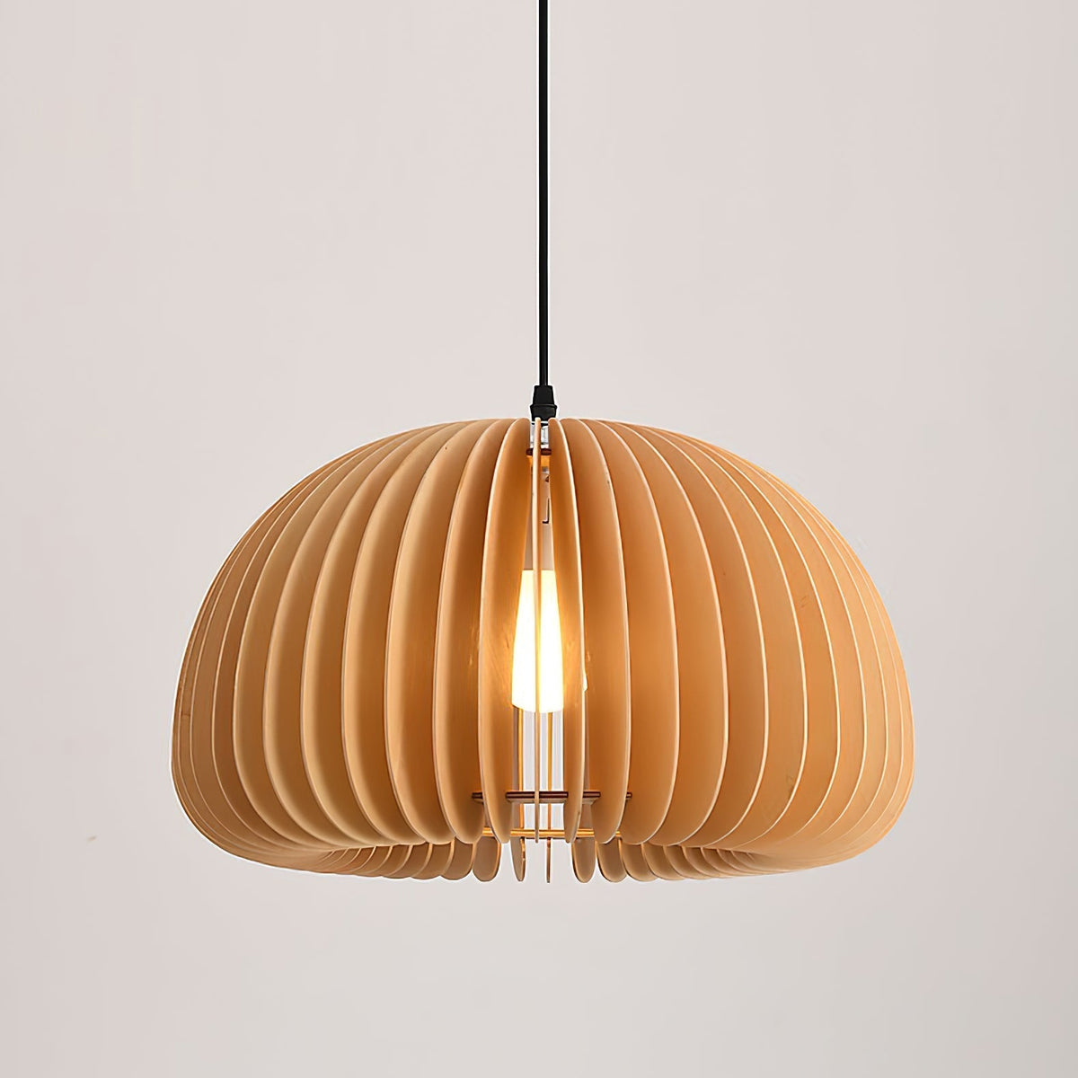 Doren hanglamp hout pompoen koepel noordisch