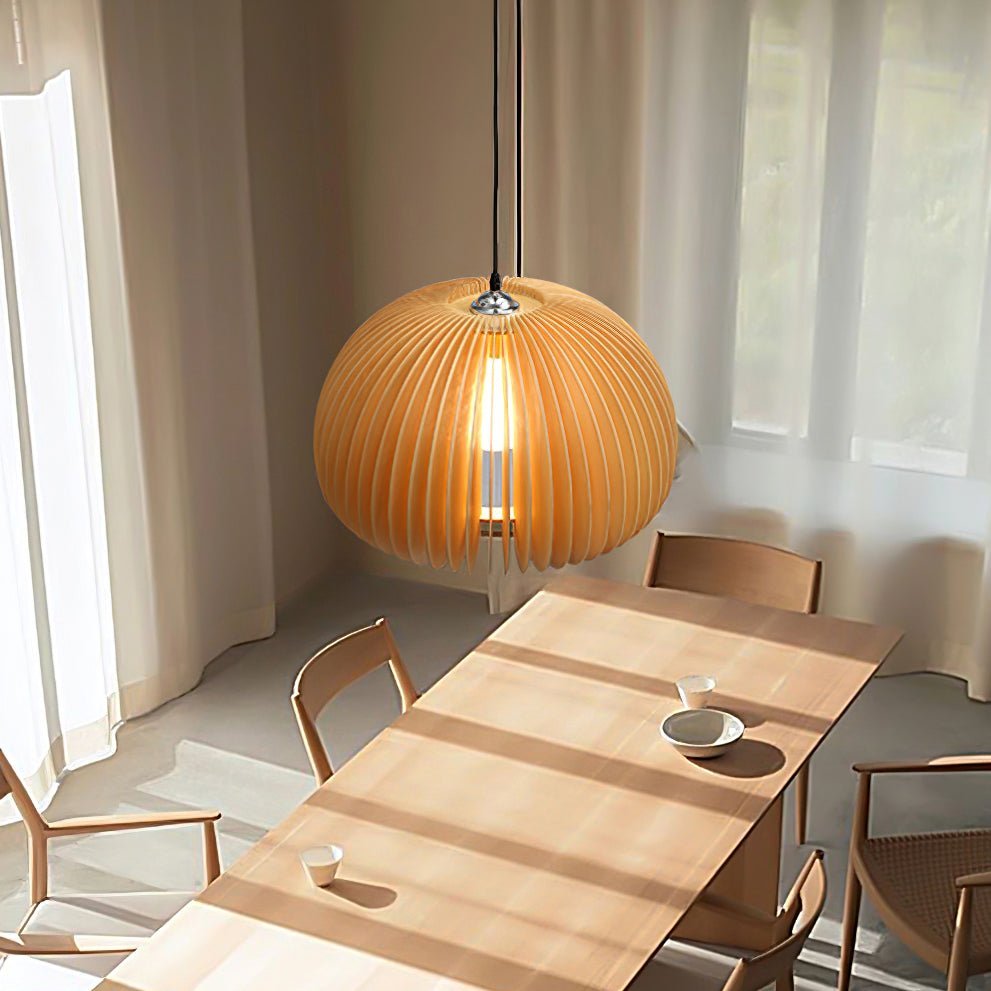 Doren hanglamp hout pompoen koepel noordisch