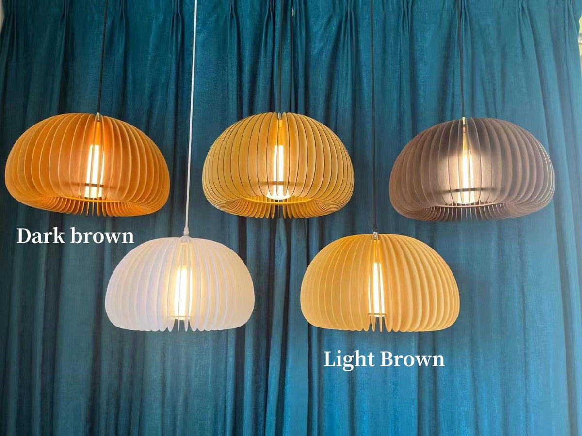 Doren hanglamp hout pompoen koepel noordisch