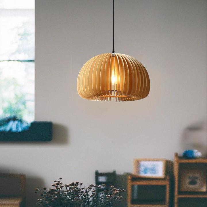 Doren hanglamp hout pompoen koepel noordisch