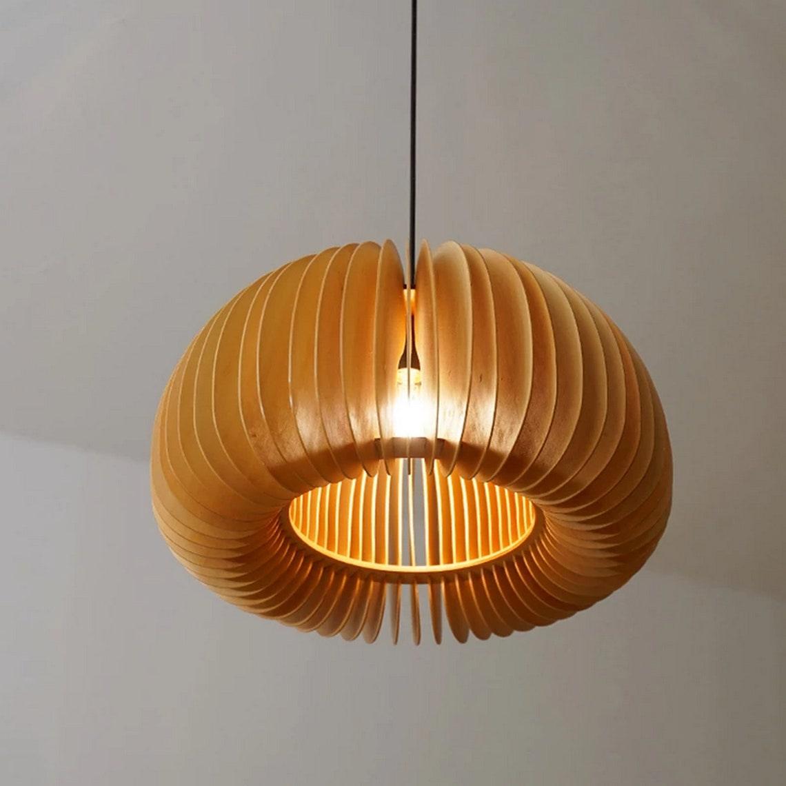 Doren hanglamp hout pompoen koepel noordisch