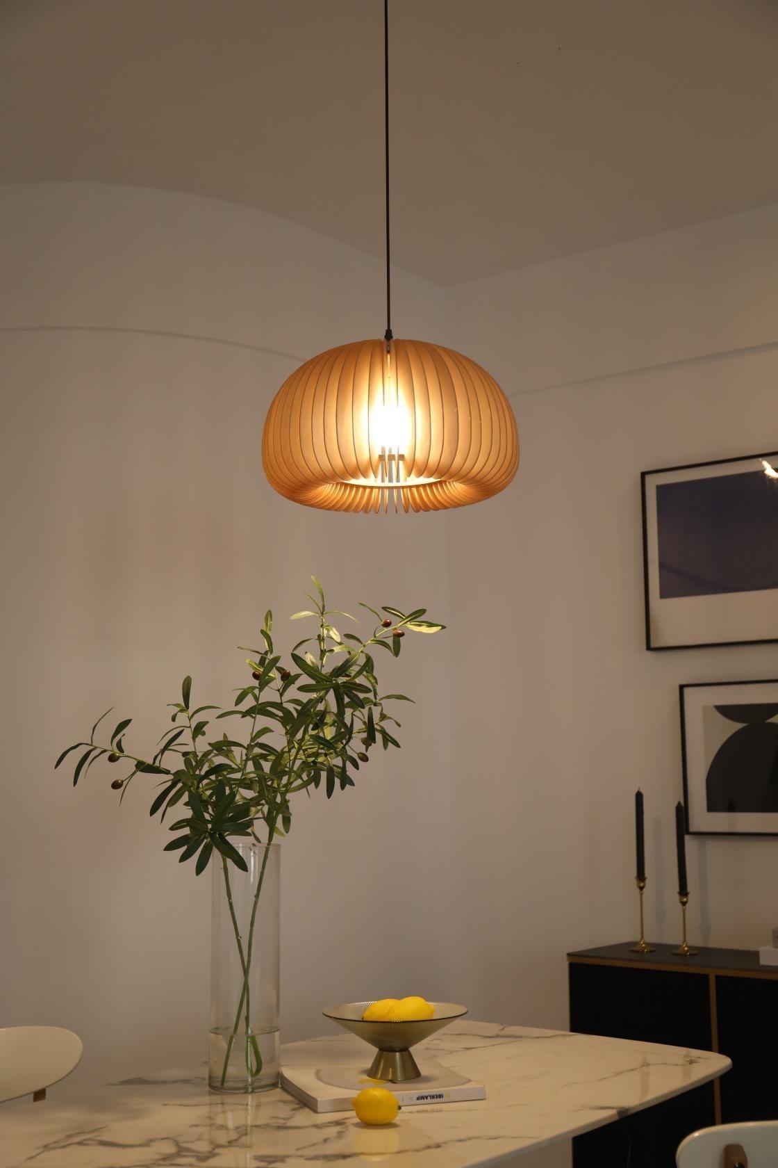 Doren hanglamp hout pompoen koepel noordisch