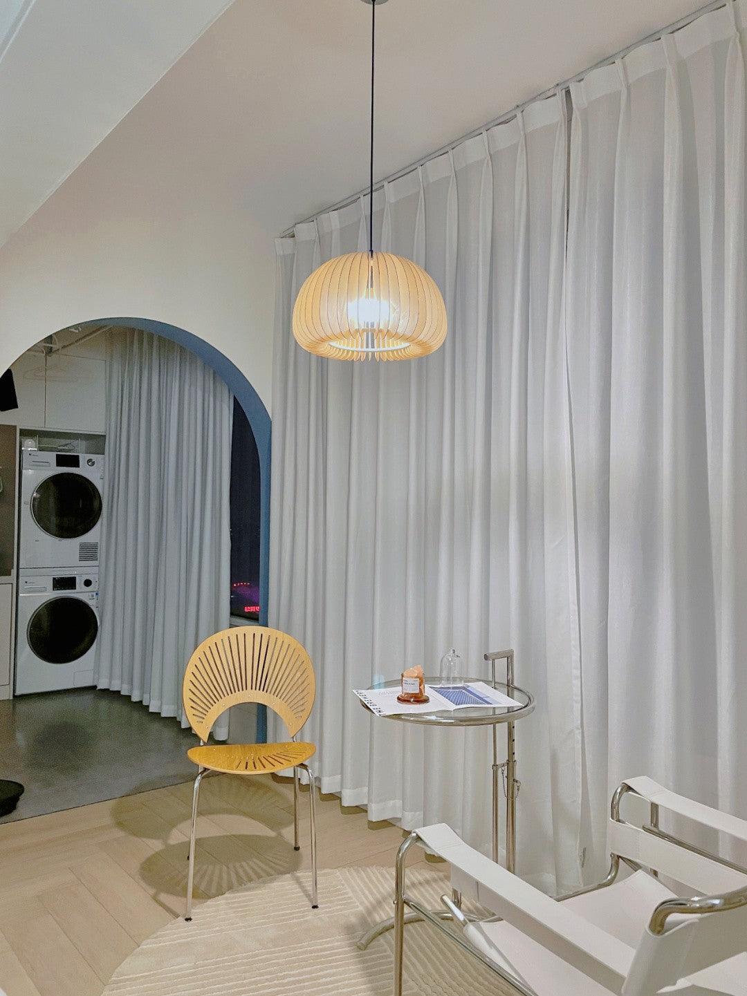 Doren hanglamp hout pompoen koepel noordisch