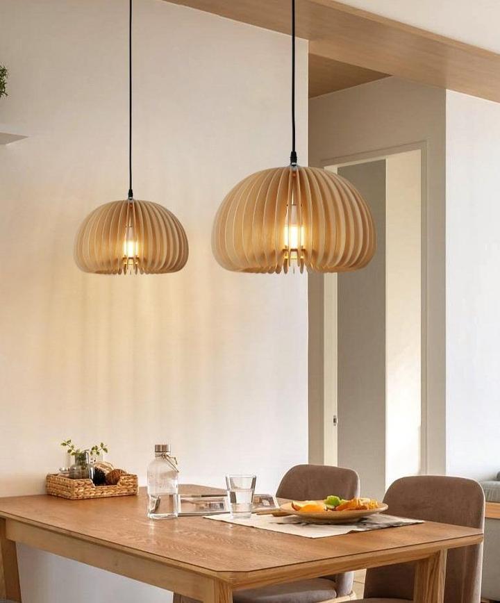 Doren hanglamp hout pompoen koepel noordisch
