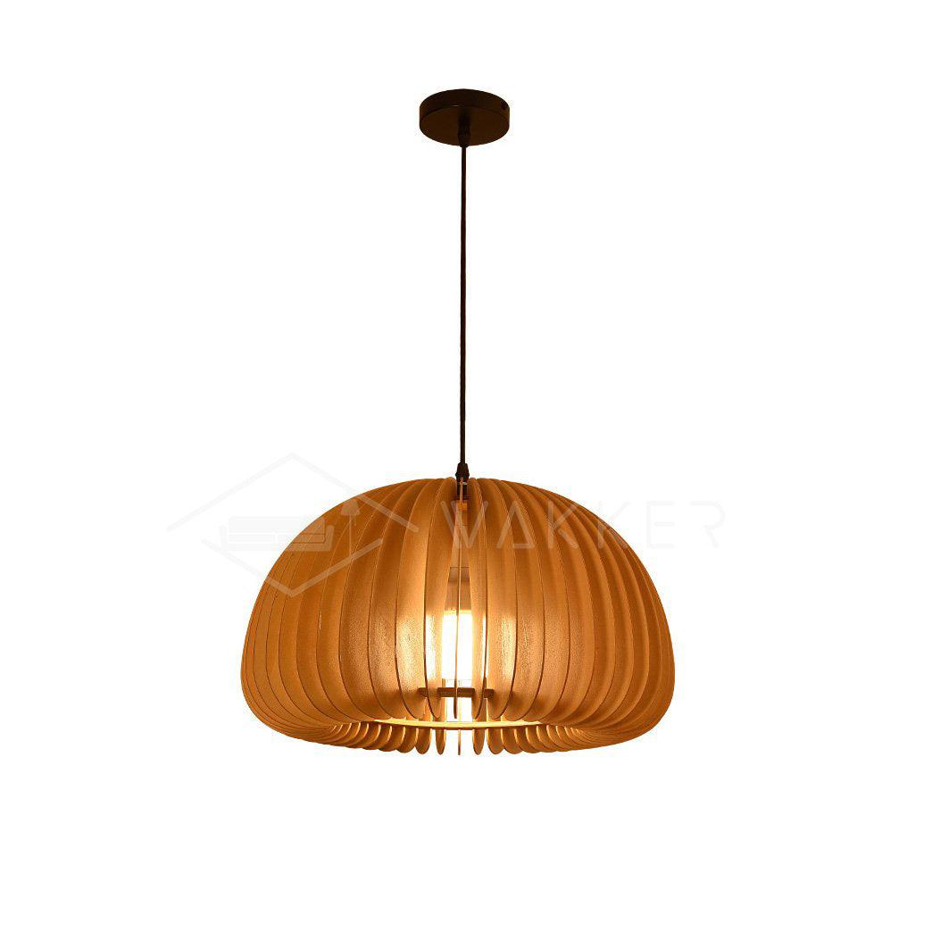 Doren hanglamp hout pompoen koepel noordisch