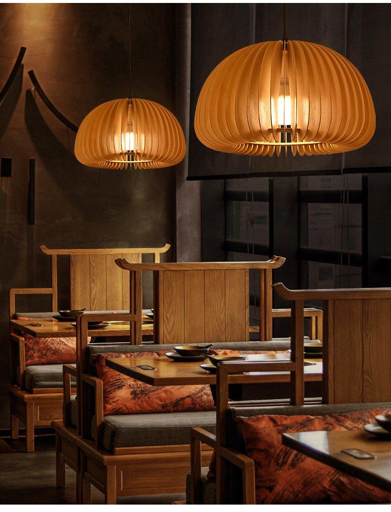 Doren hanglamp hout pompoen koepel noordisch