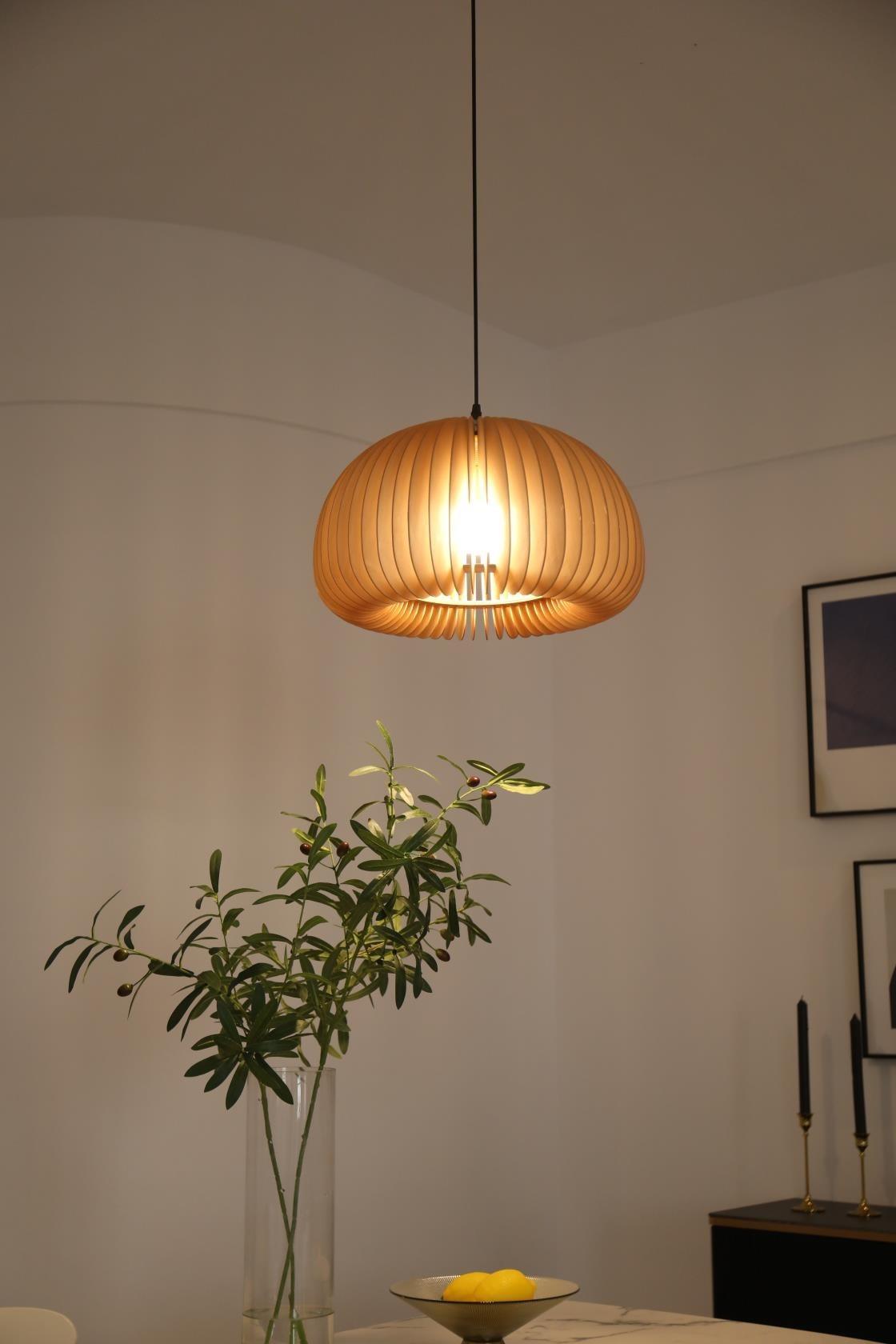 Doren hanglamp hout pompoen koepel noordisch