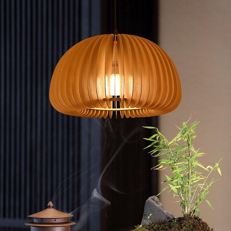 Doren hanglamp hout pompoen koepel noordisch