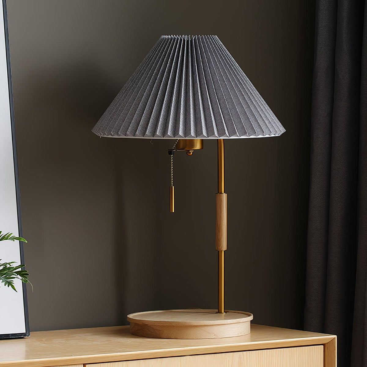 Sylivette Brim Retro Plooide Houten tafellamp