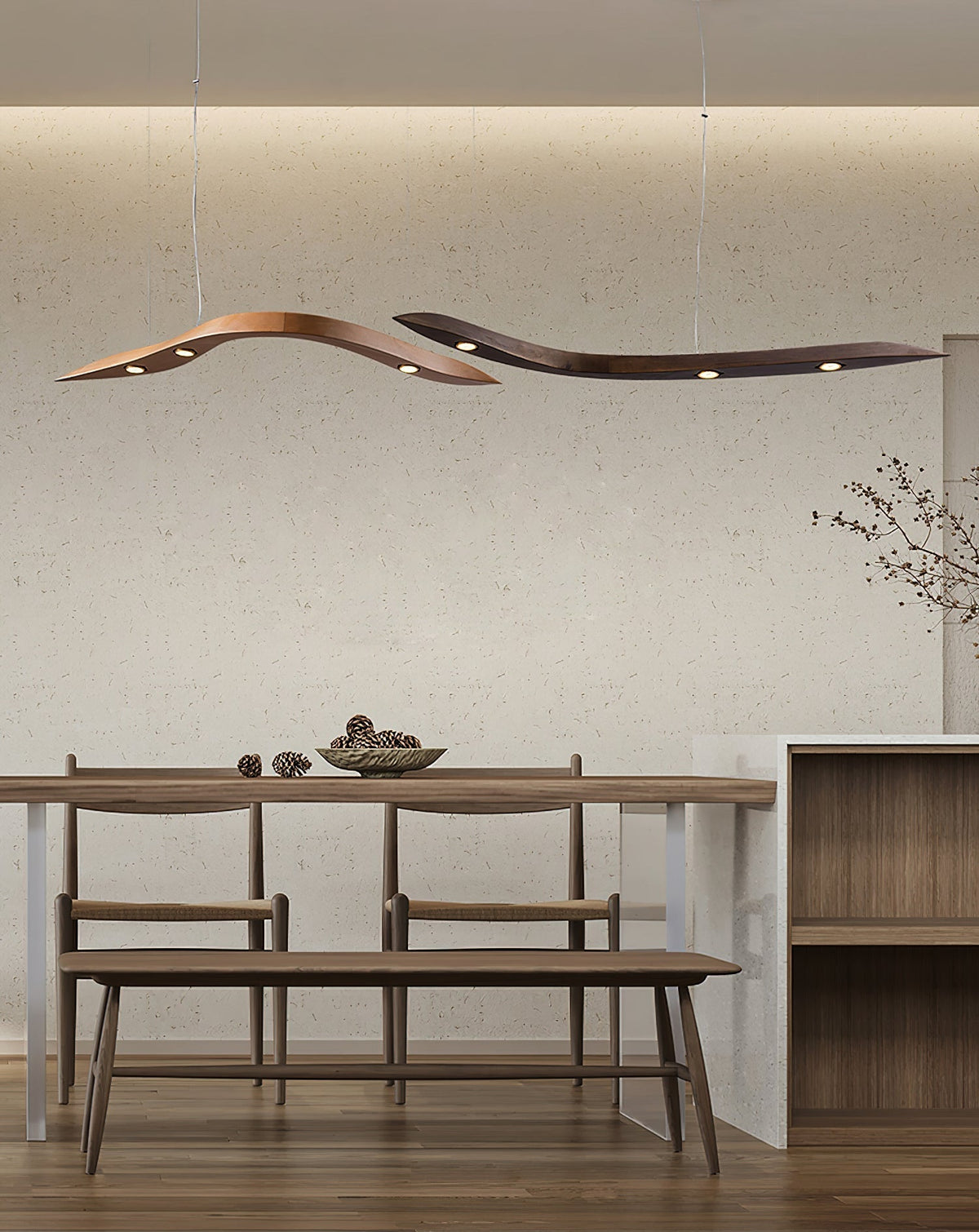 Queral Flow Minimalistische hanglamp van hout