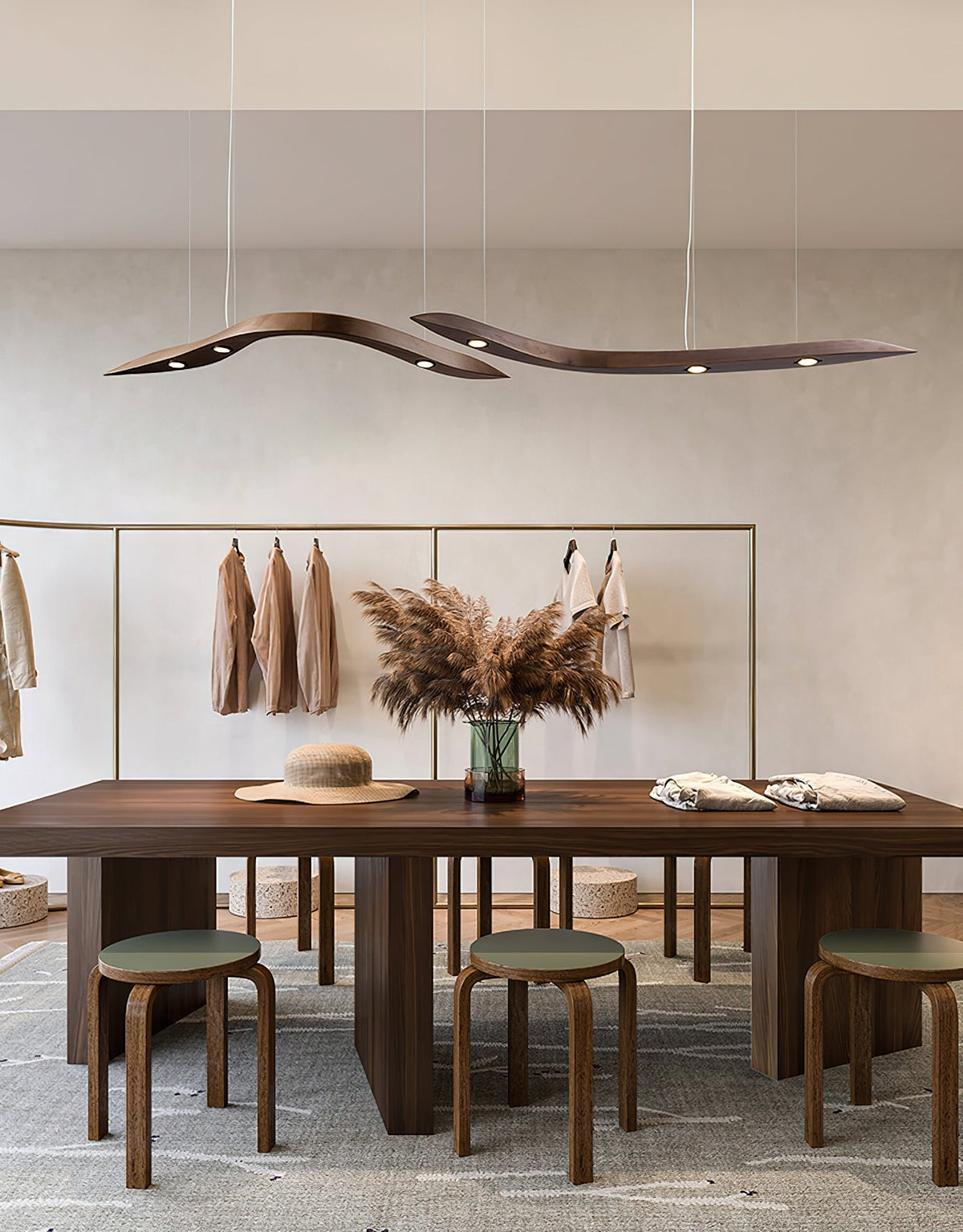 Queral Flow Minimalistische hanglamp van hout