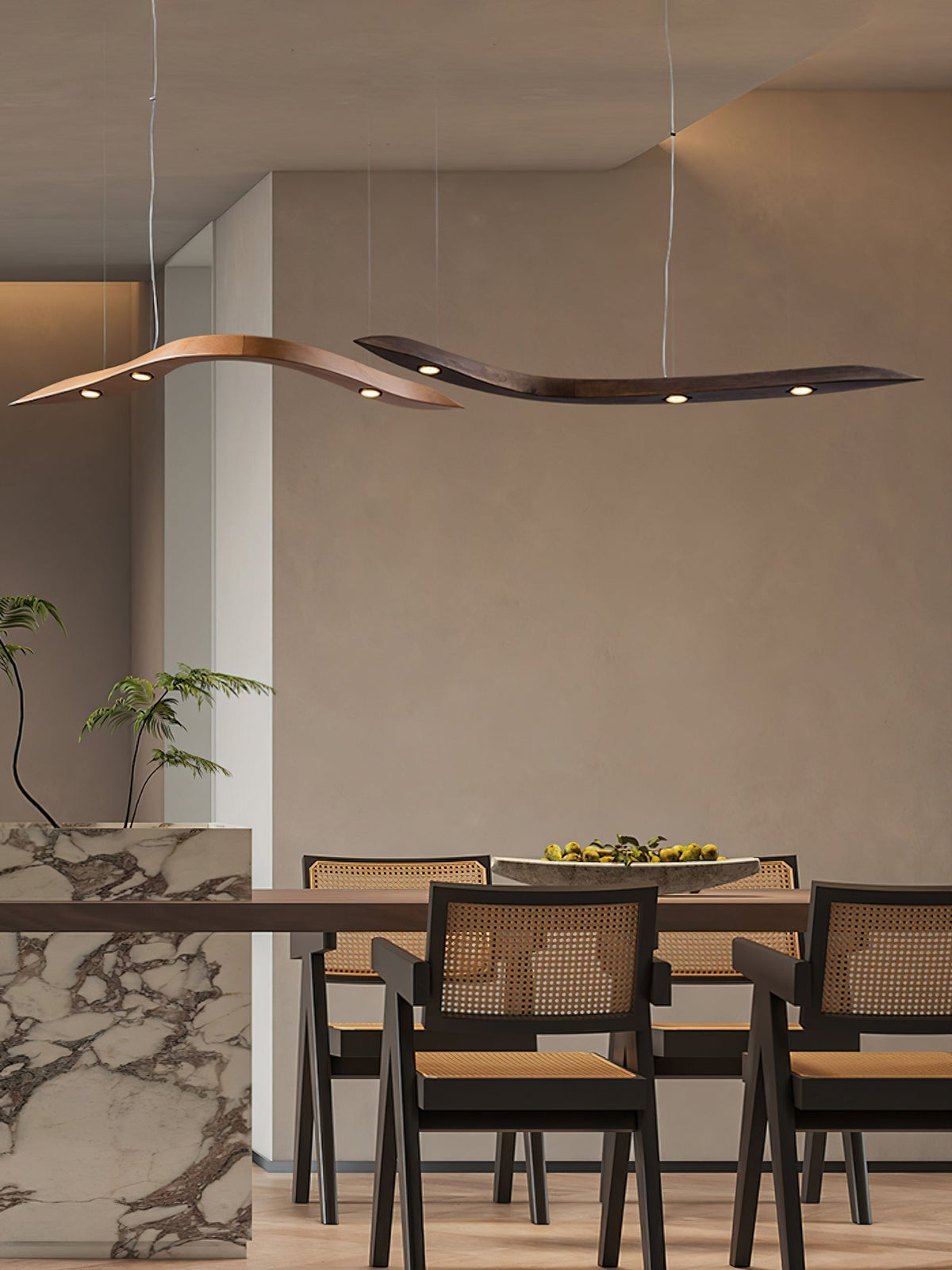 Queral Flow Minimalistische hanglamp van hout