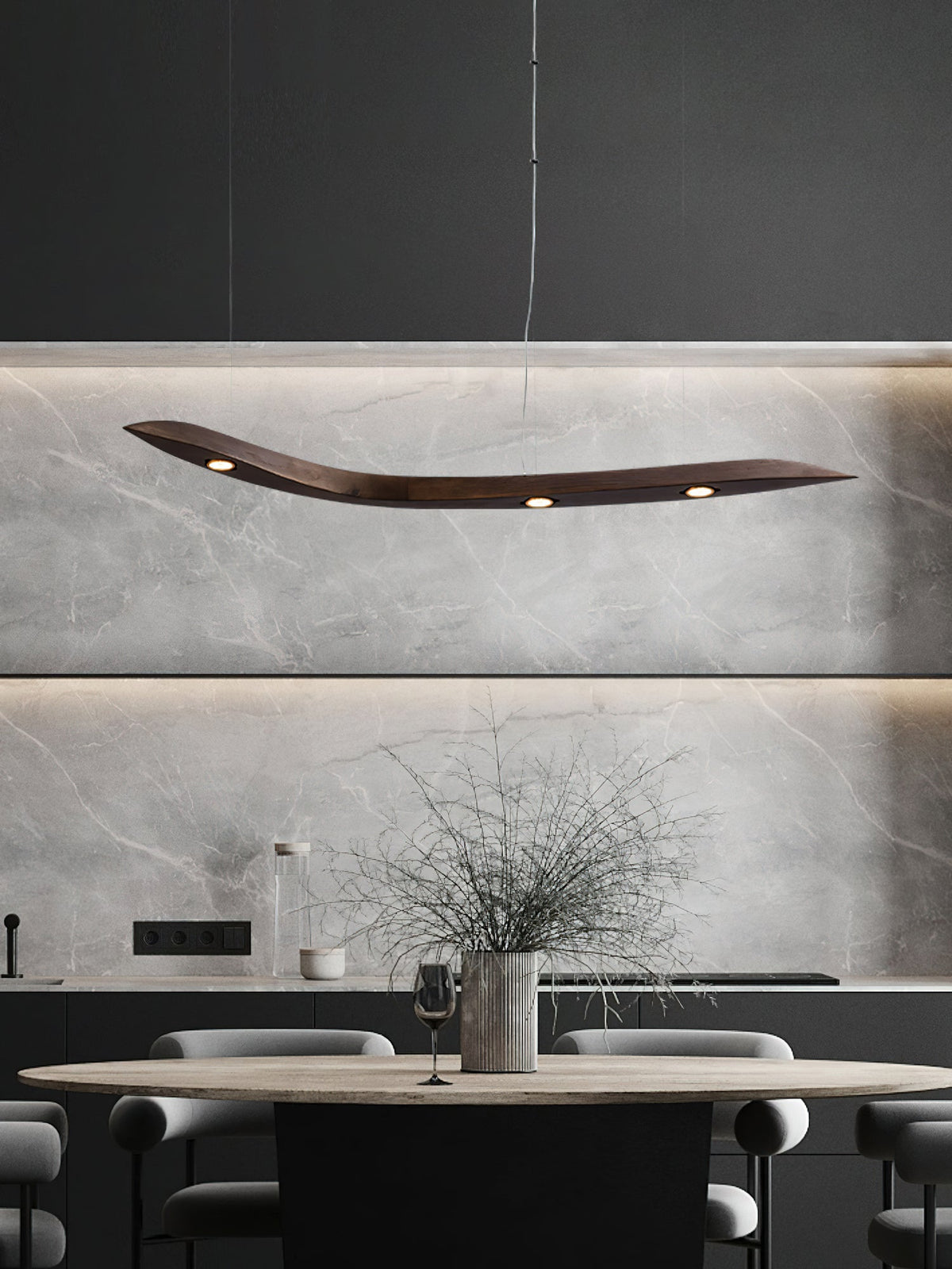 Queral Flow Minimalistische hanglamp van hout