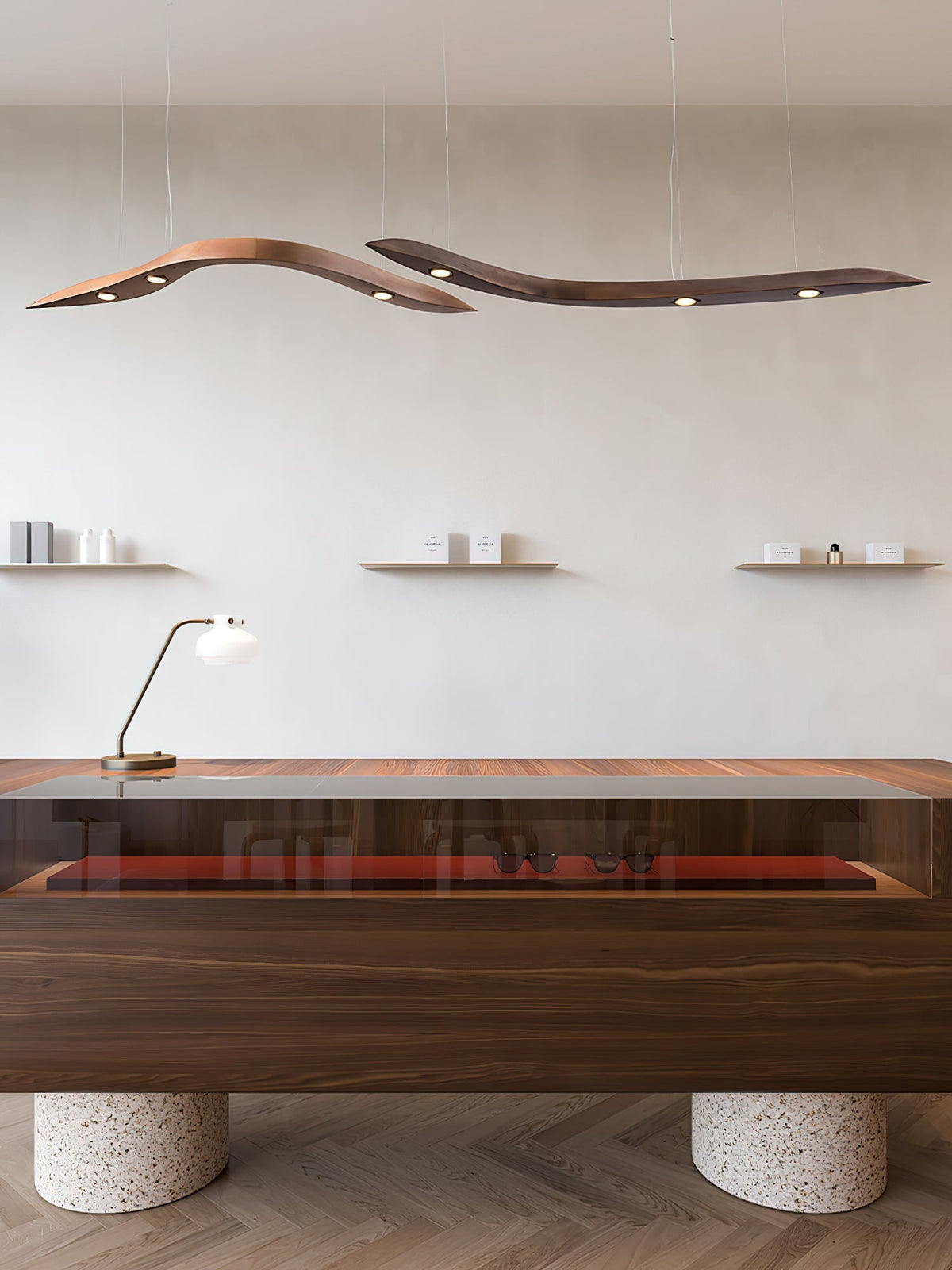 Queral Flow Minimalistische hanglamp van hout