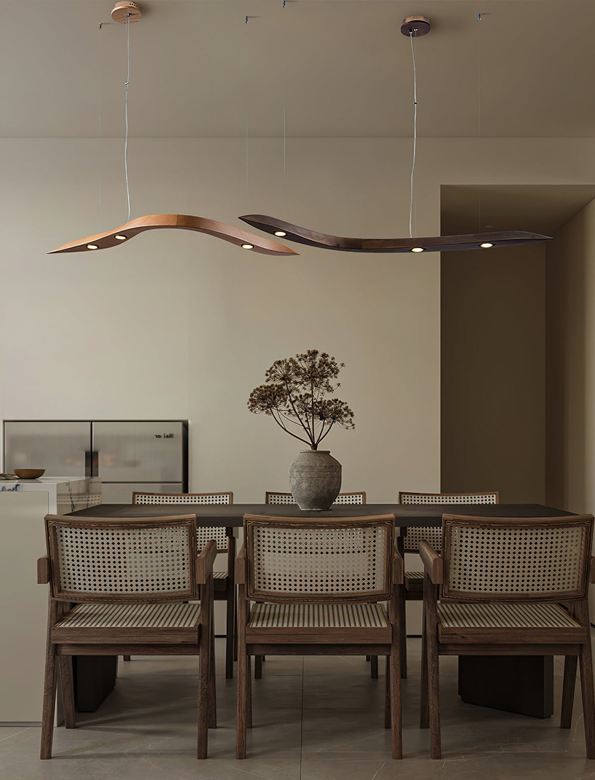 Queral Flow Minimalistische hanglamp van hout