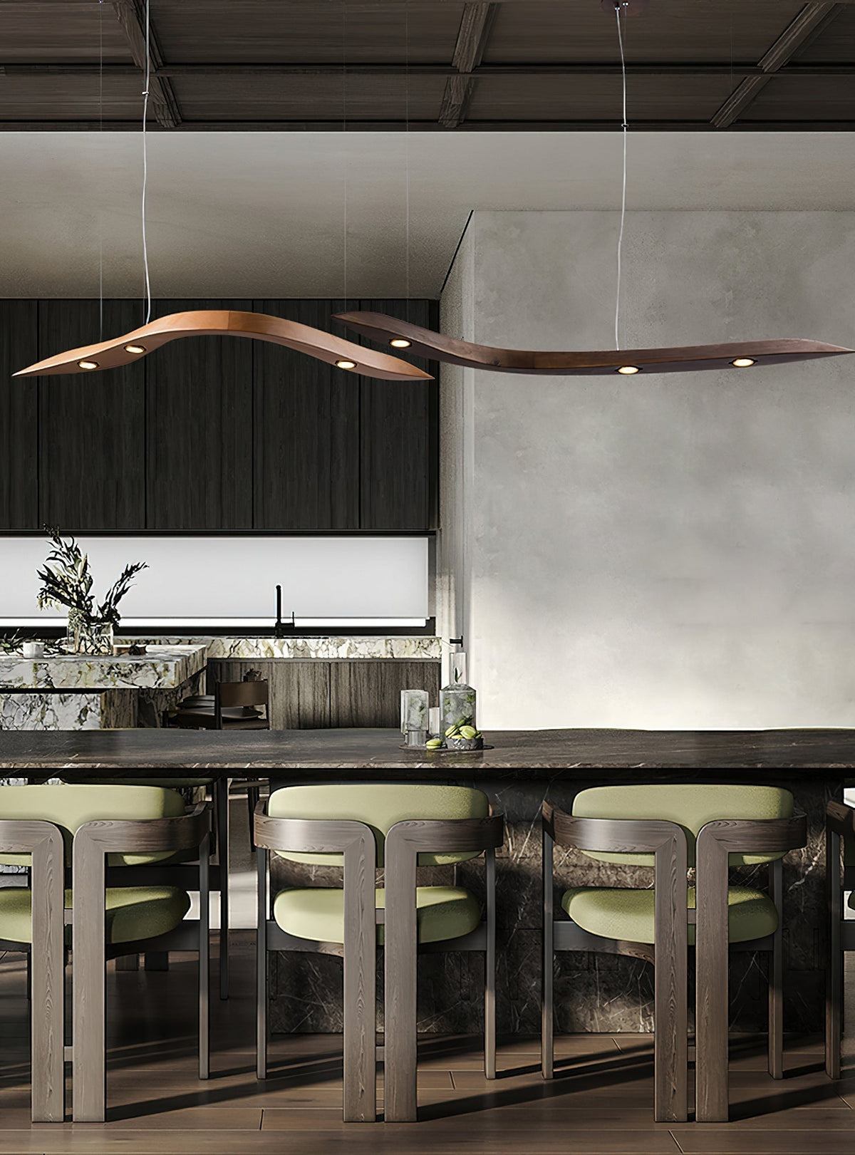 Queral Flow Minimalistische hanglamp van hout