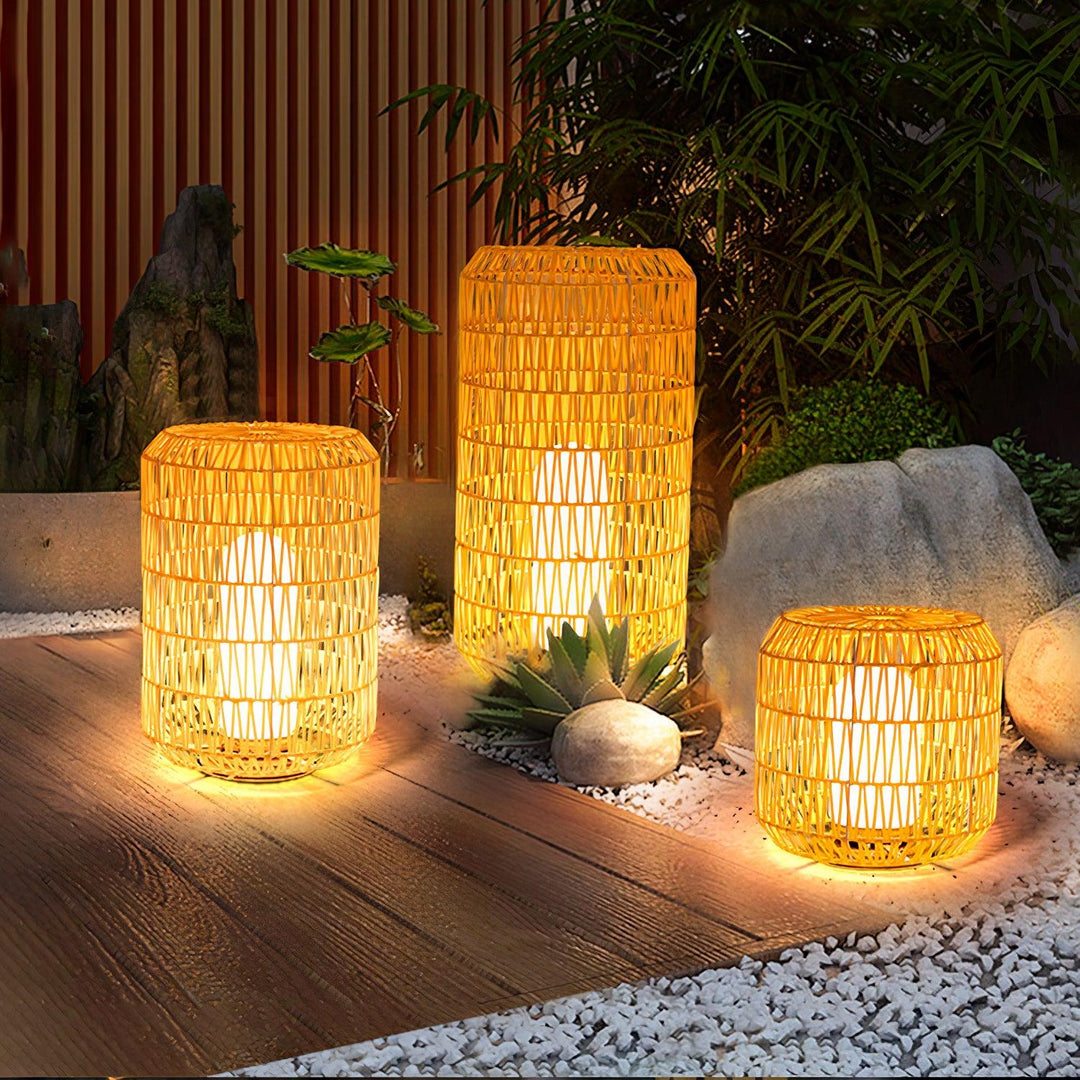 Woven rotan buitenwandlamp