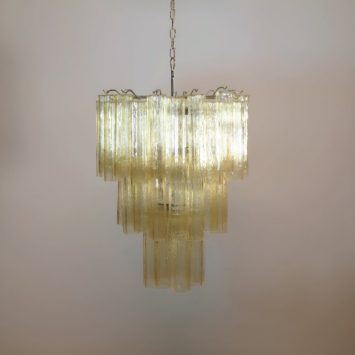 Eireraria kroonluchter geel glasbuis gestapelde warmte