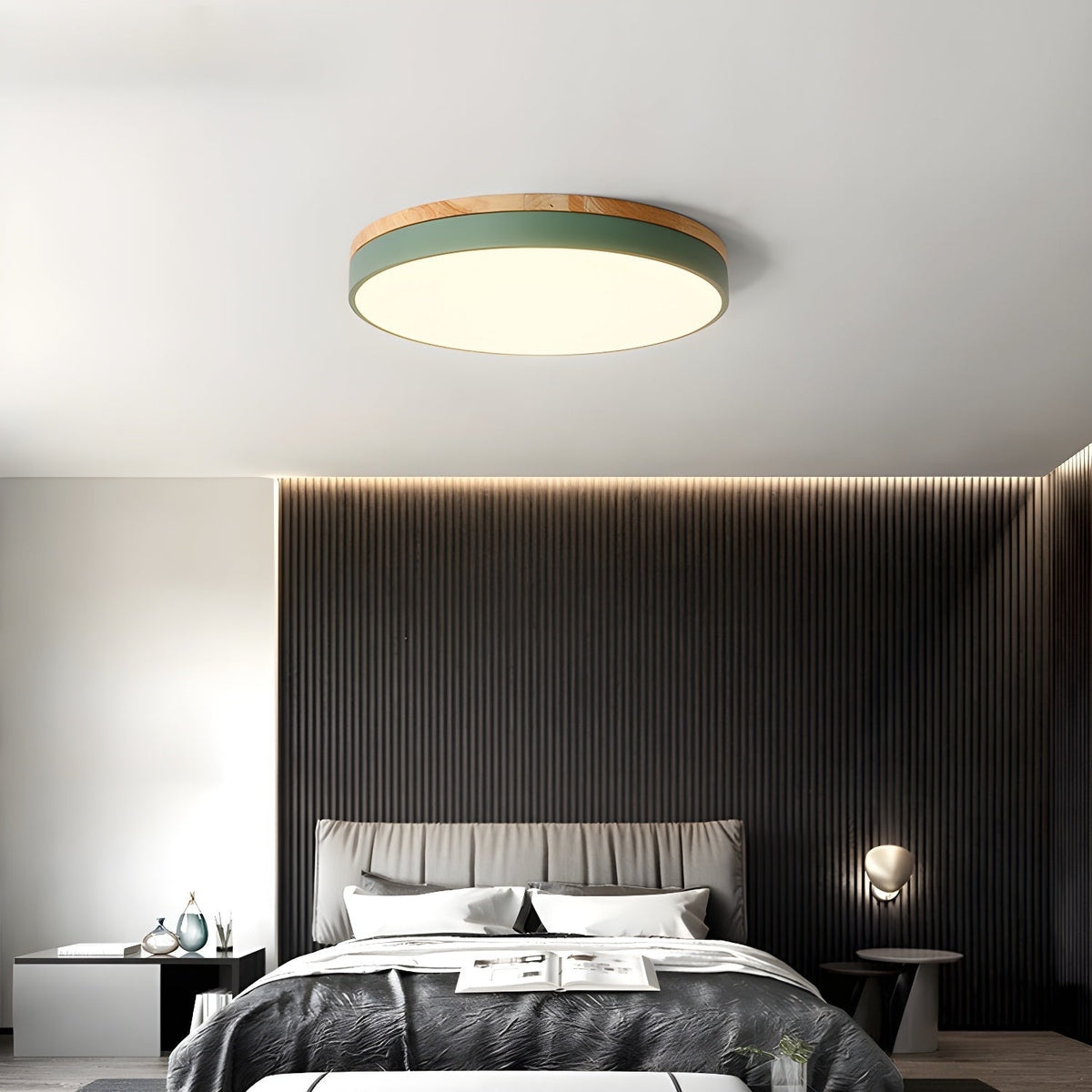 Mireth Plafondlamp Rond Hout Grijs modern Minimalistisch