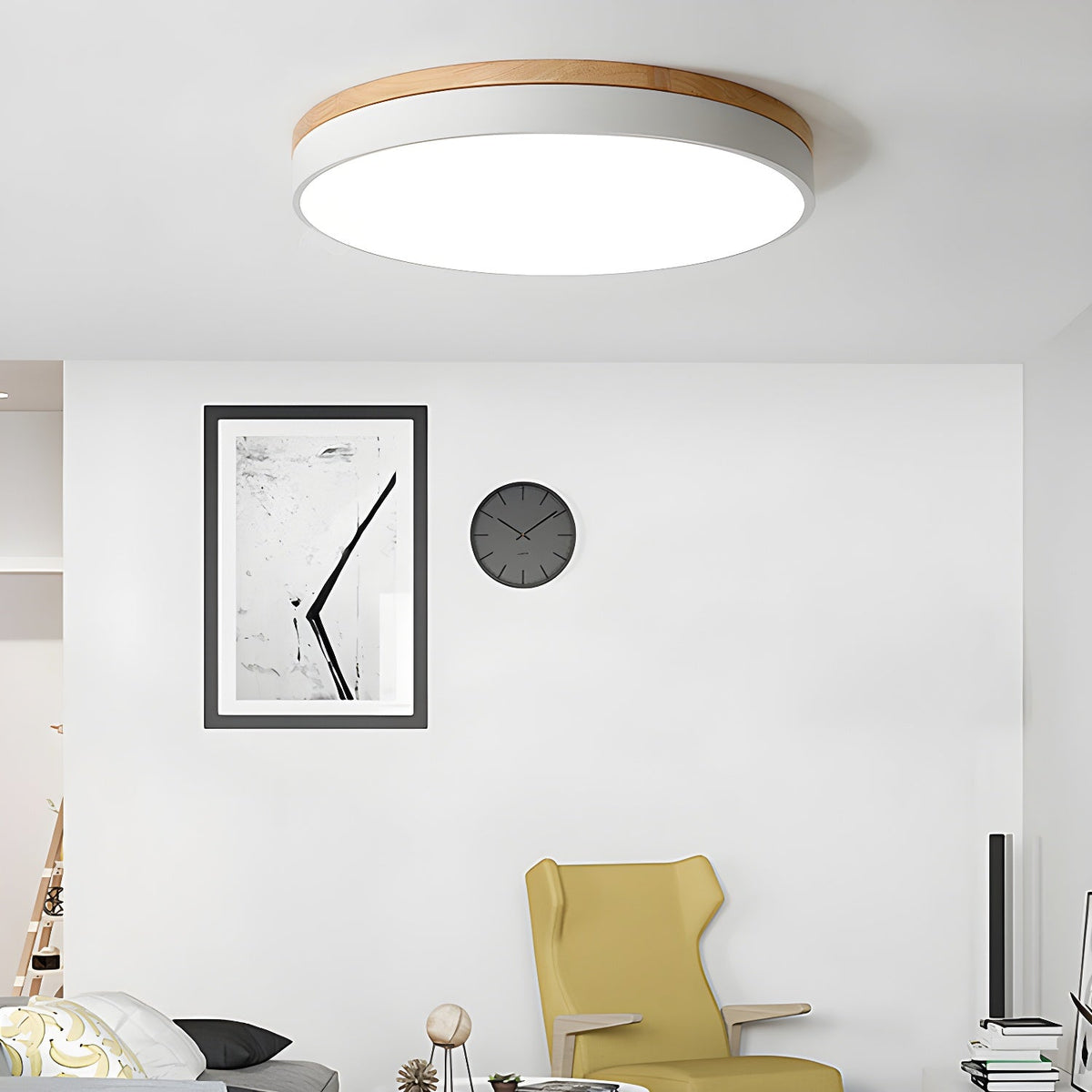 Mireth Plafondlamp Rond Hout Grijs modern Minimalistisch