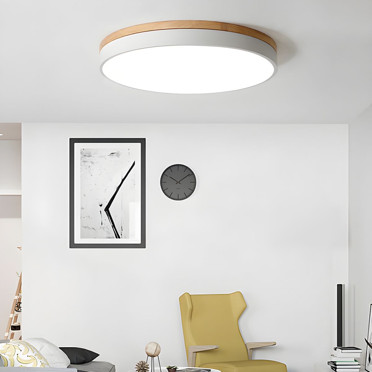 Mireth Plafondlamp Rond Hout Grijs modern Minimalistisch