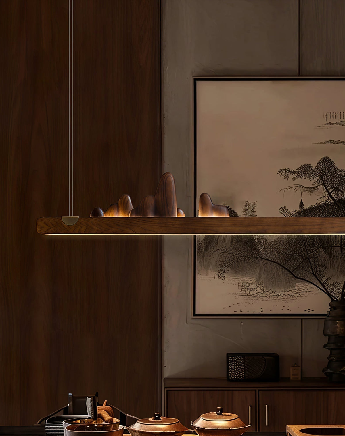 Elvaaine Moderne hanglamp van walnoothout